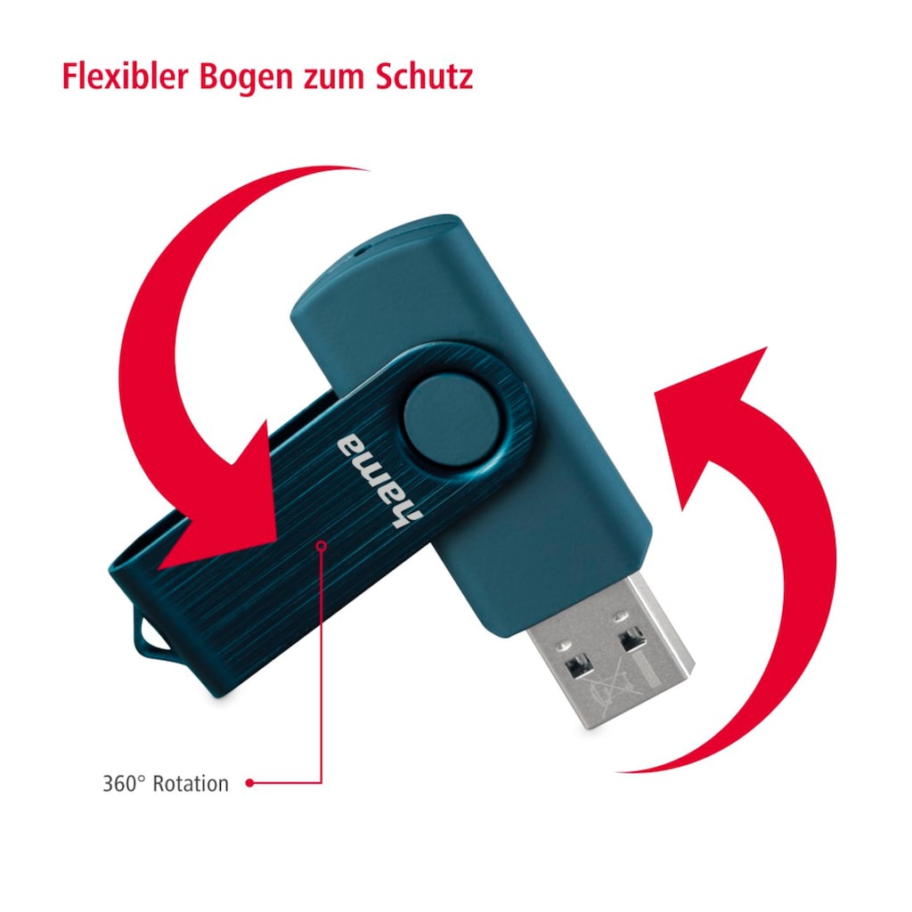 Hama USB-Stick »USB-Stick "Rotate", USB 3.0, Petrolblau«, (Lesegeschwindigkeit 90 MB/s)