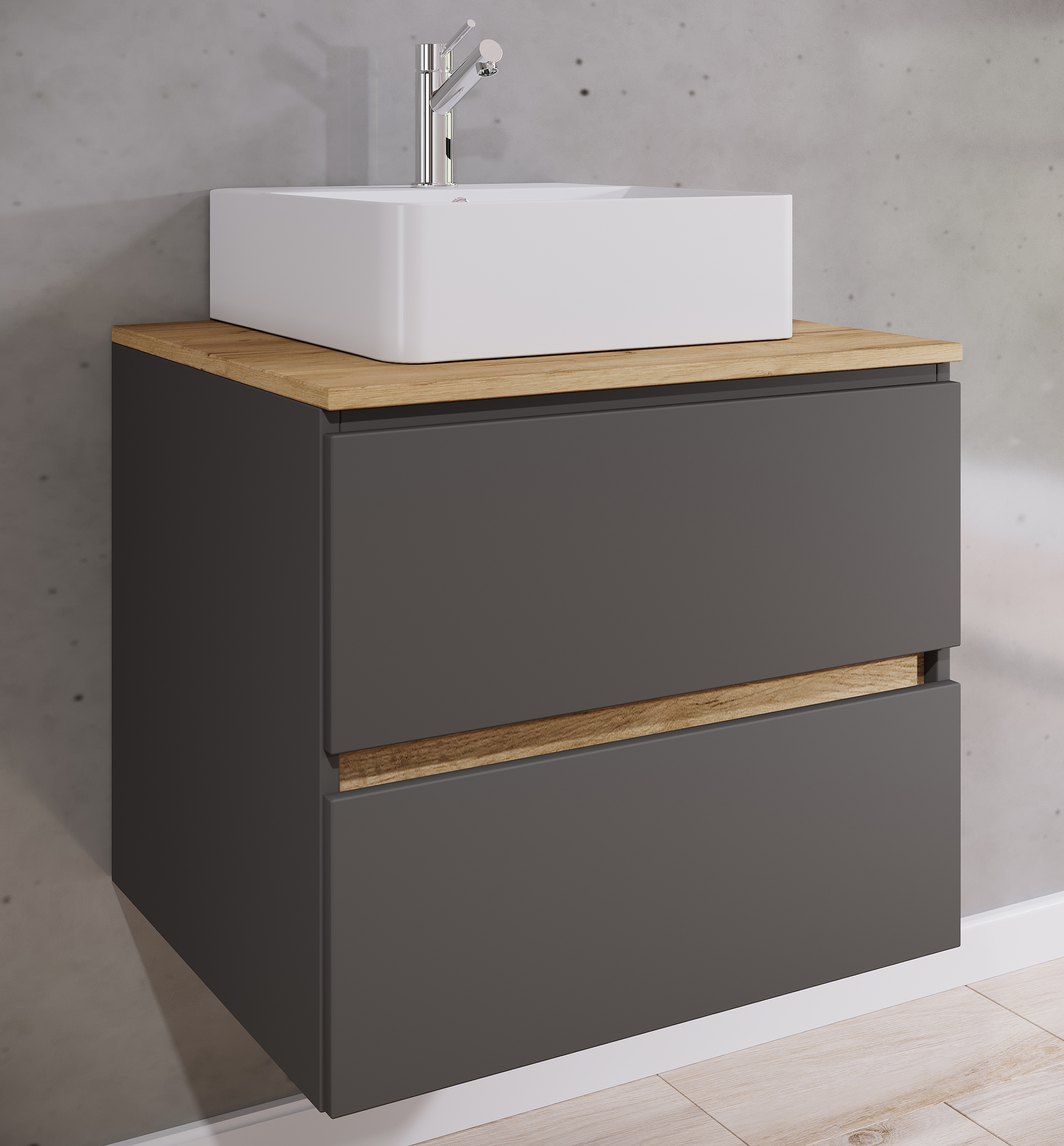 VCM Waschtisch »2 tlg. Badmöbel-Set mit Waschbecken Cosila-A 60 cm« 2 Stk. tlg.