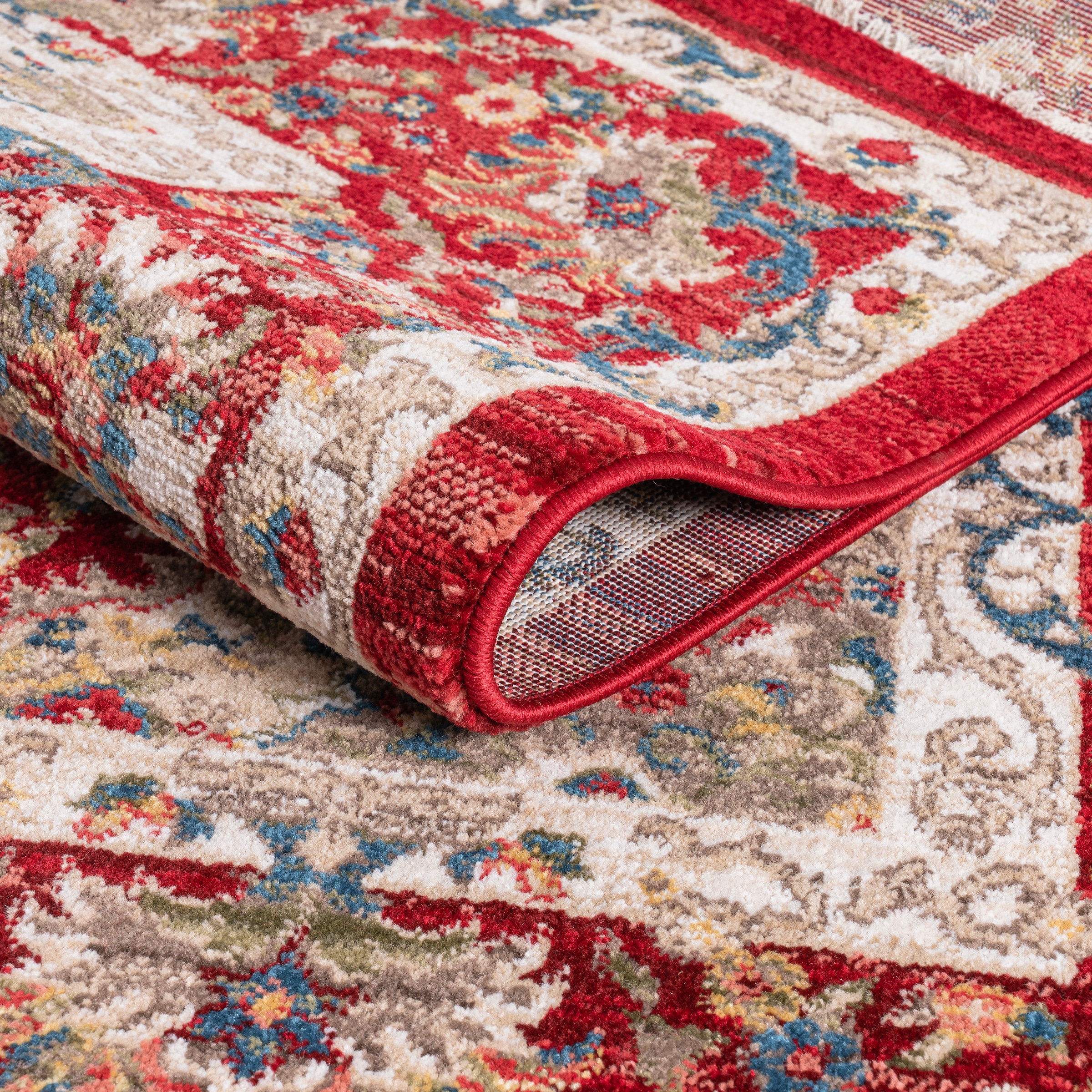 OTTO home Teppich »Molvio, mit & ohne Fransen« rechteckig 18 mm Höhe Orient-Optik, Vintage Design, weich, Wohnzimmer, Schlafzimmer