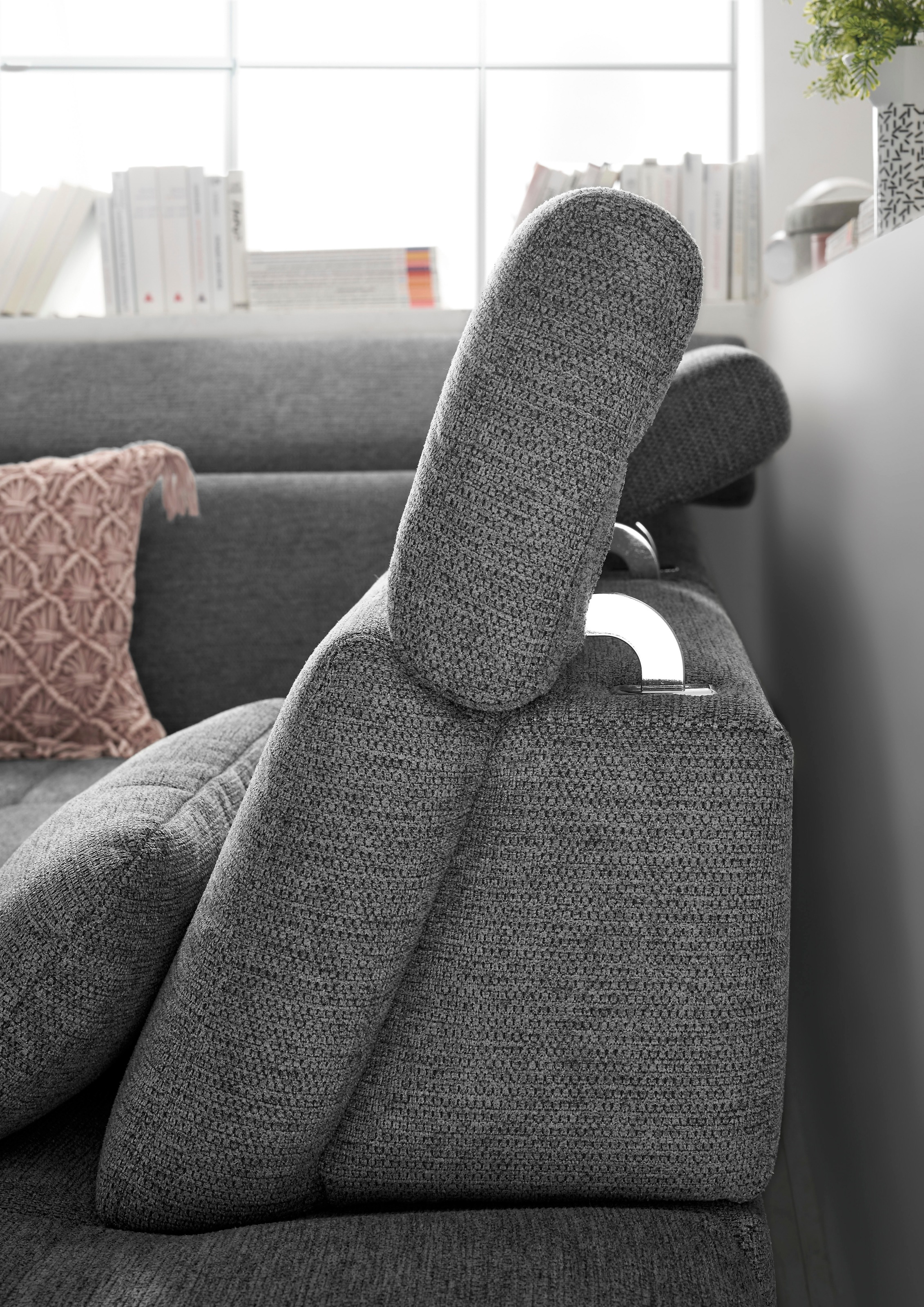 set one by Musterring Ecksofa »SO 3400 Sitzhöhe 47cm oder 49cm, Sitztiefe verstellbar, B/T 317/220 cm«, Kaltschaumpolsterung, Flachgewebe, whlw. mit Funktionen, Sitzhöhe 47