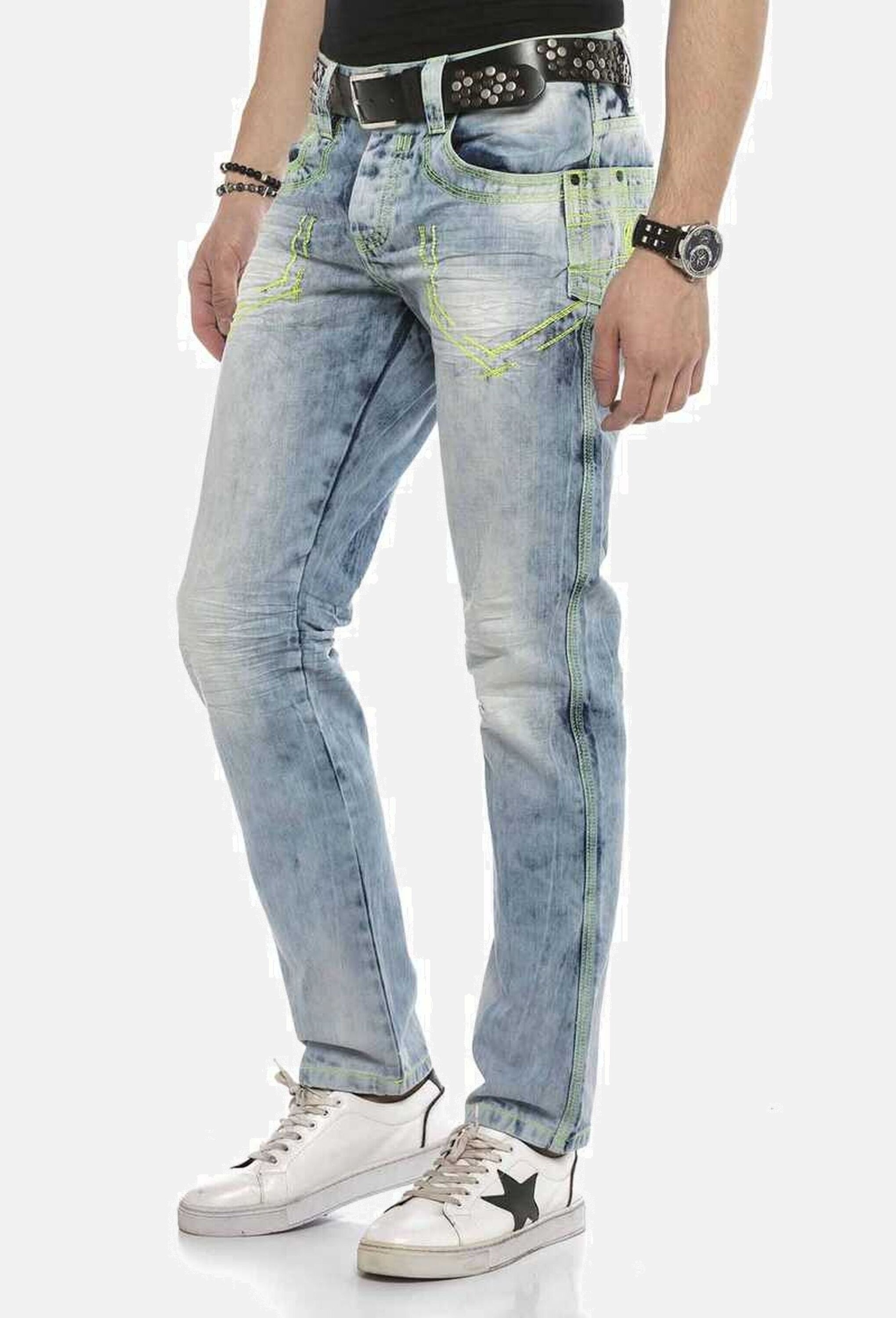 Cipo & Baxx Regular-fit-Jeans »Cipo & Baxx Jeans DENIM« bequeme Jeans mit heller Waschung, CD596