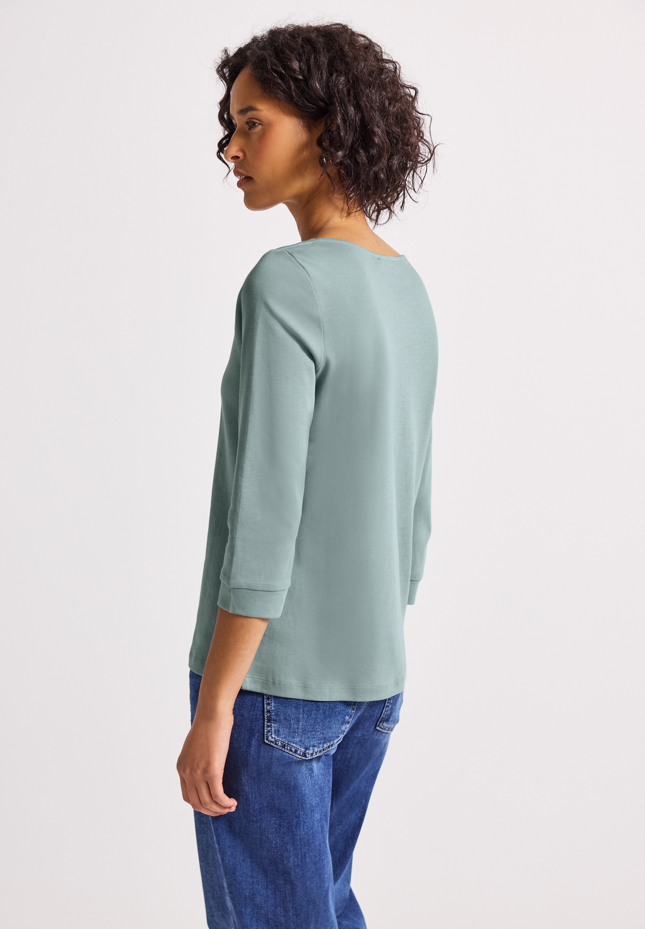STREET ONE 3/4-Arm-Shirt, U-Boot-Ausschnitt und 3/4-Ärmel mit Bündchen