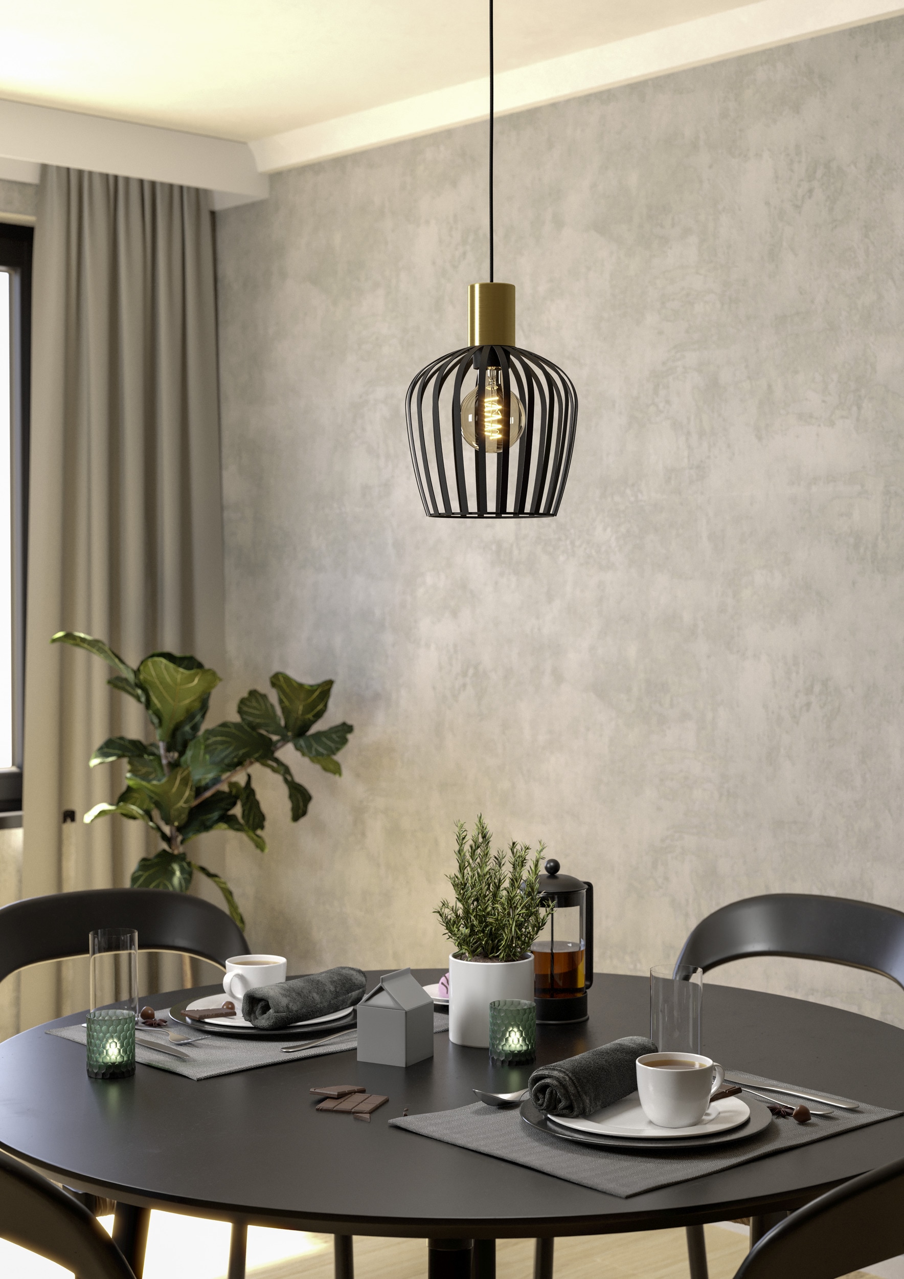 EGLO Hängeleuchte »EMPOLI Pendellampe - Stahl - E27 - 1X40W - IP20« E27 1 Stk. Hängelampe, Deckenlampe, Wohnzimmer, Esszimmer, H110 x Ø20 cm