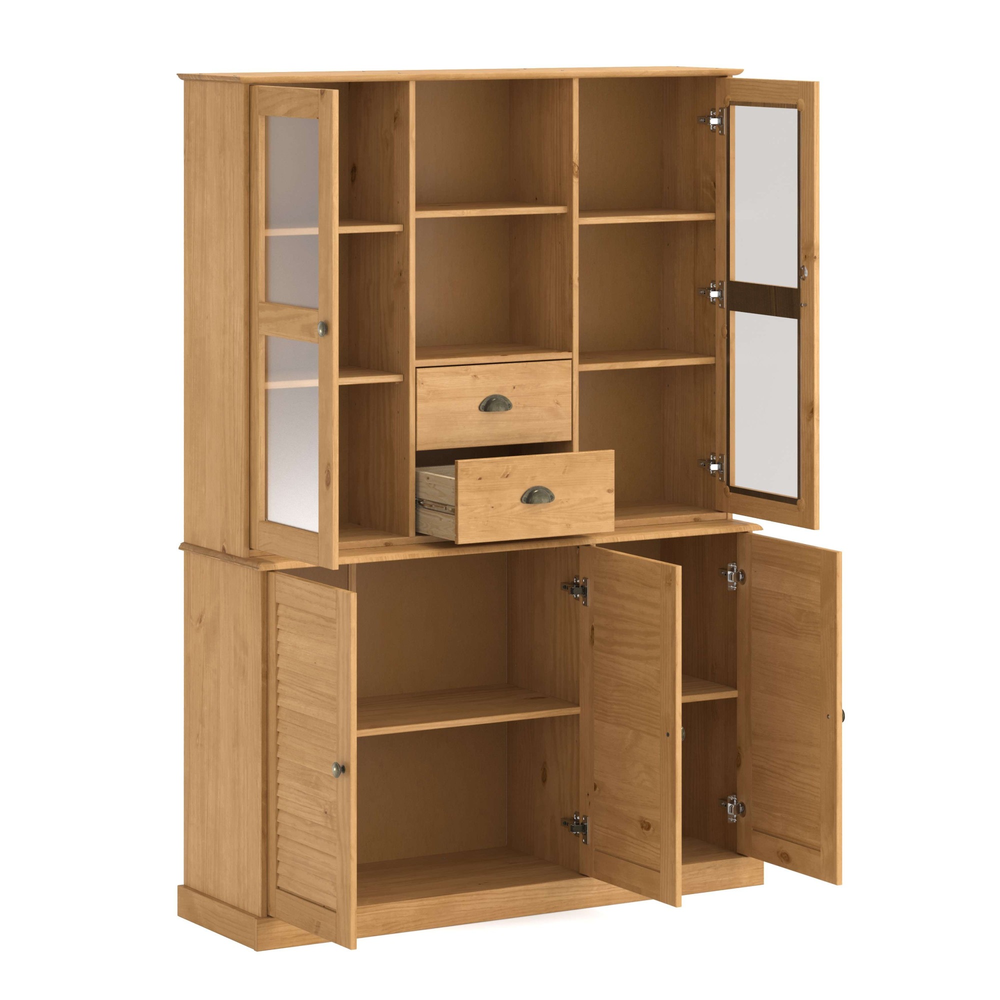 OTTO home Buffet »Turia« mit Glas- u. Lamellentüren, aus massivem Kiefernholz FSC®, Höhe 180 cm