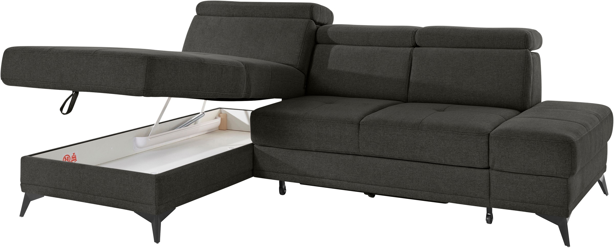 INOSIGN Ecksofa »Cardiz L-Form«, inkl.Kopfteilverstellung und Federkern wahlweise mit Bettfunktion
