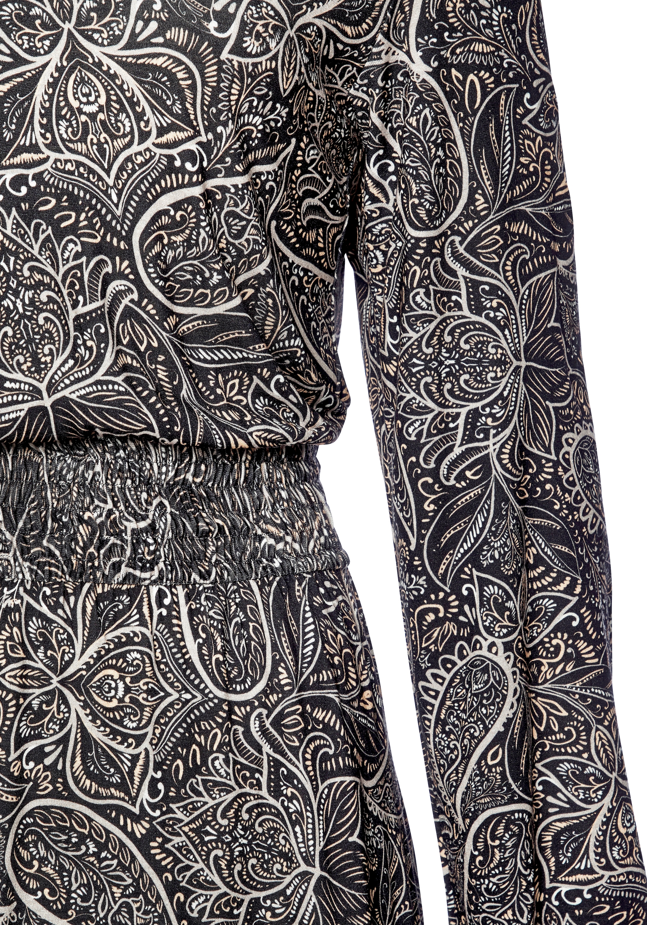 LASCANA Maxikleid mit Smok-Einsatz in der Taille