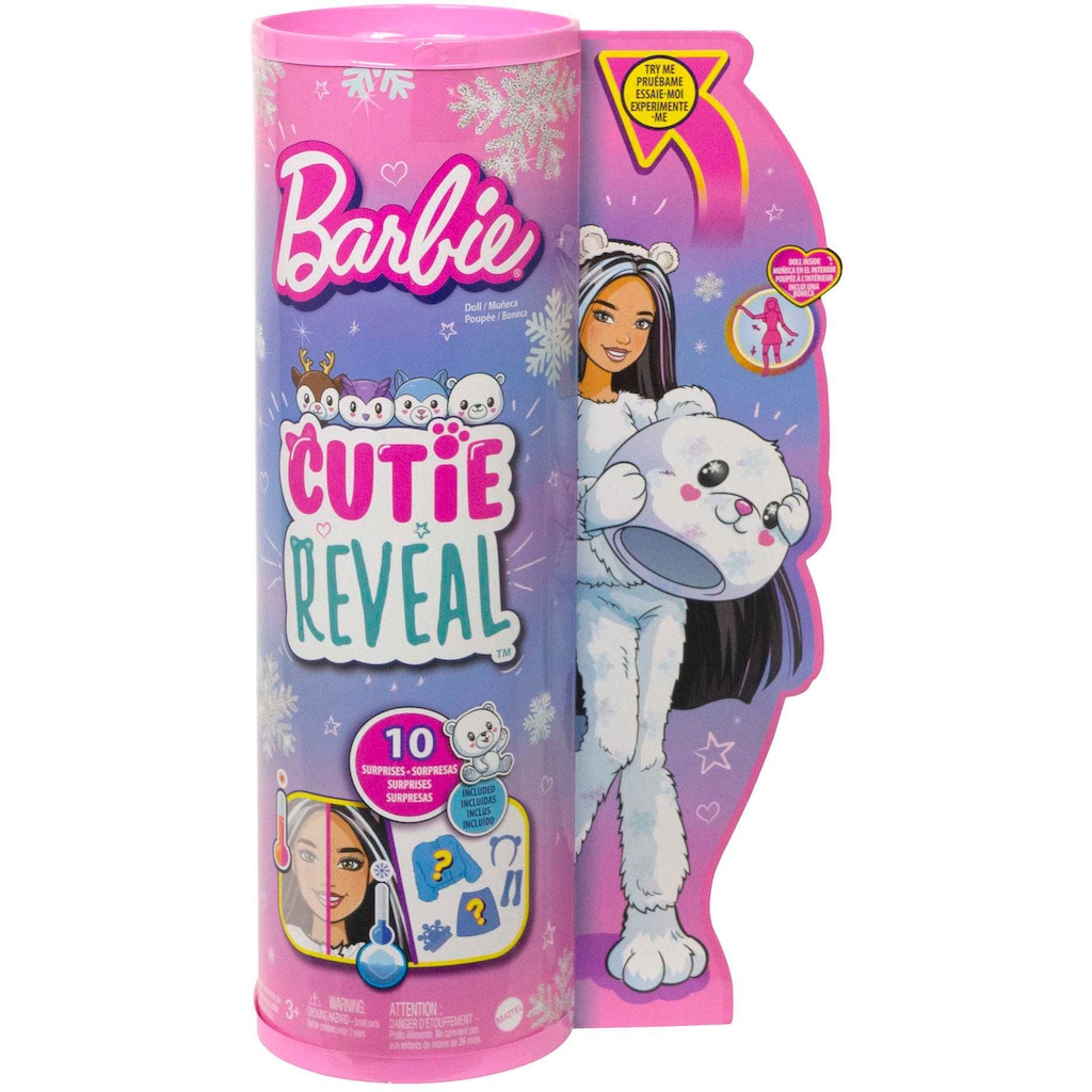 Barbie Anziehpuppe »Cutie Reveal Winter Sparkle Series, Polar Bear«, mit Farbwechselfunktion