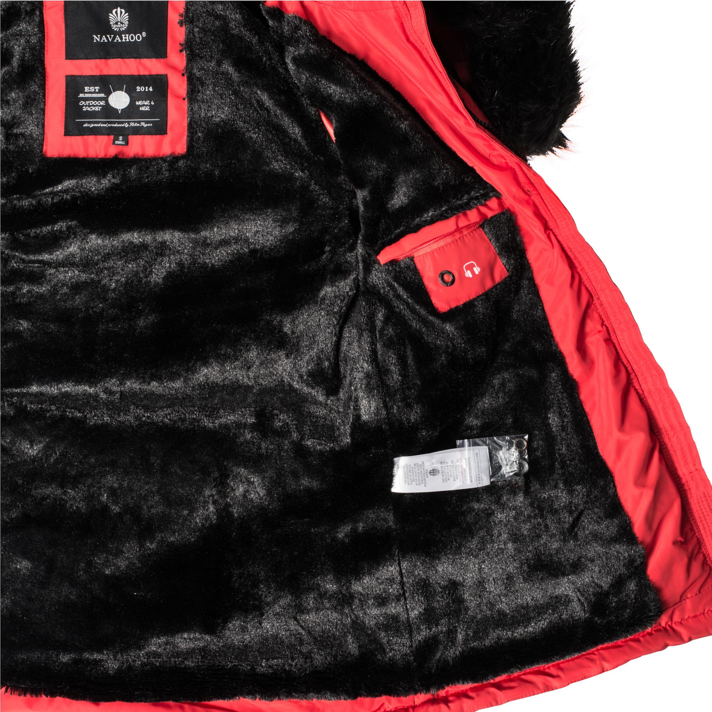 Navahoo Winterjacke »Winterjacke Nirvana«, mit Kapuze, edle Steppjacke m. schwarzem Kunstpelzkragen