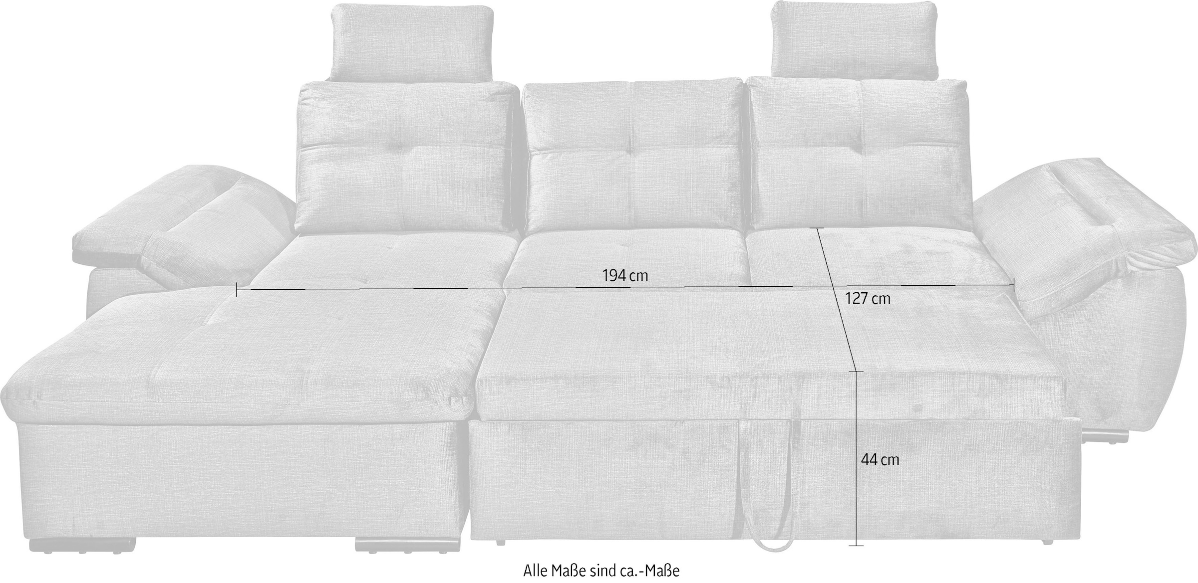 ED EXCITING DESIGN Ecksofa »Alija L-Form« mit Bettfunktion, Armteilverstellung & Kopfstützen