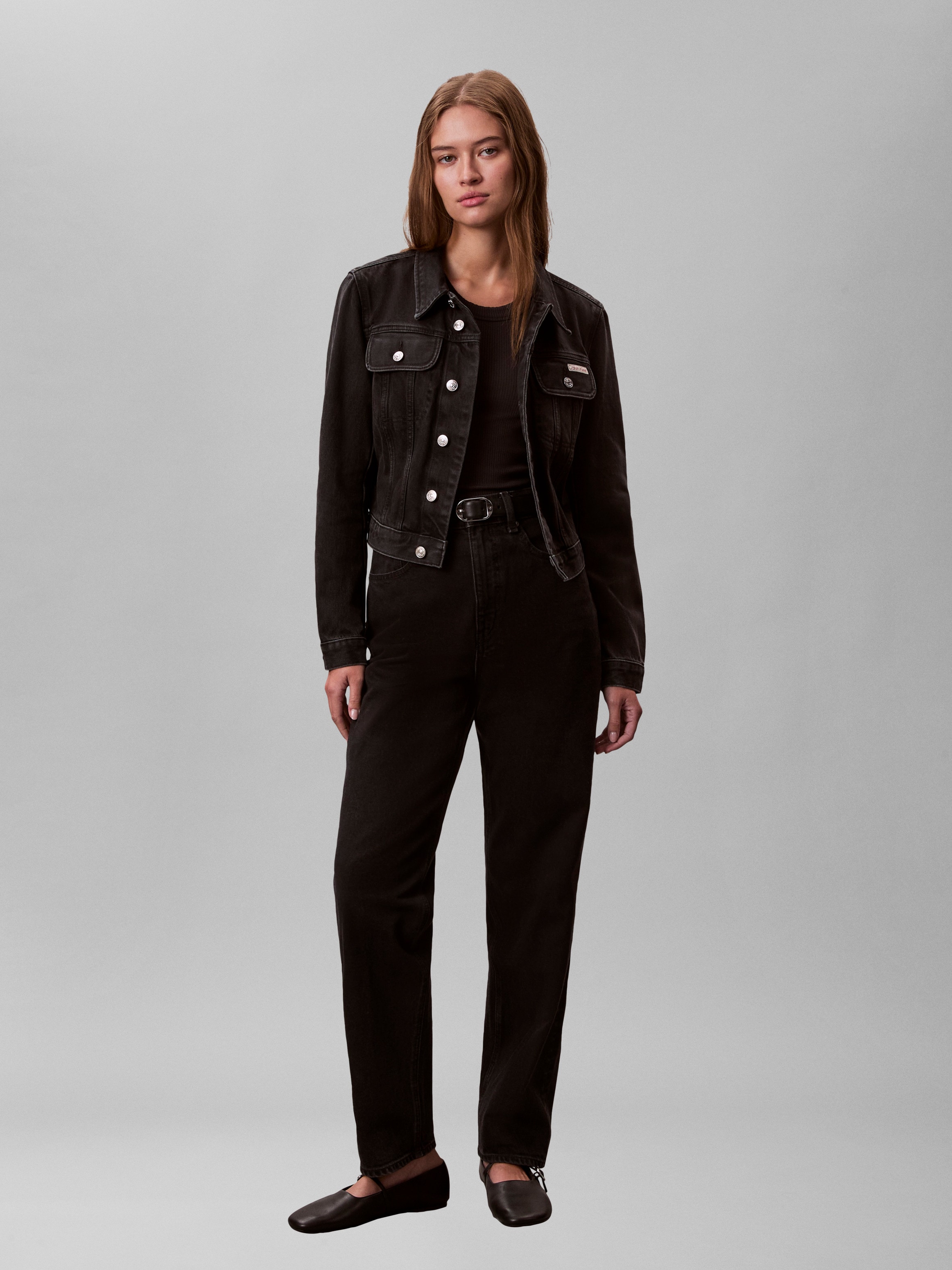 Calvin Klein Jeans Jeansjacke »CROP 90S« ohne Kapuze schmale, kurze Passform, used-washed