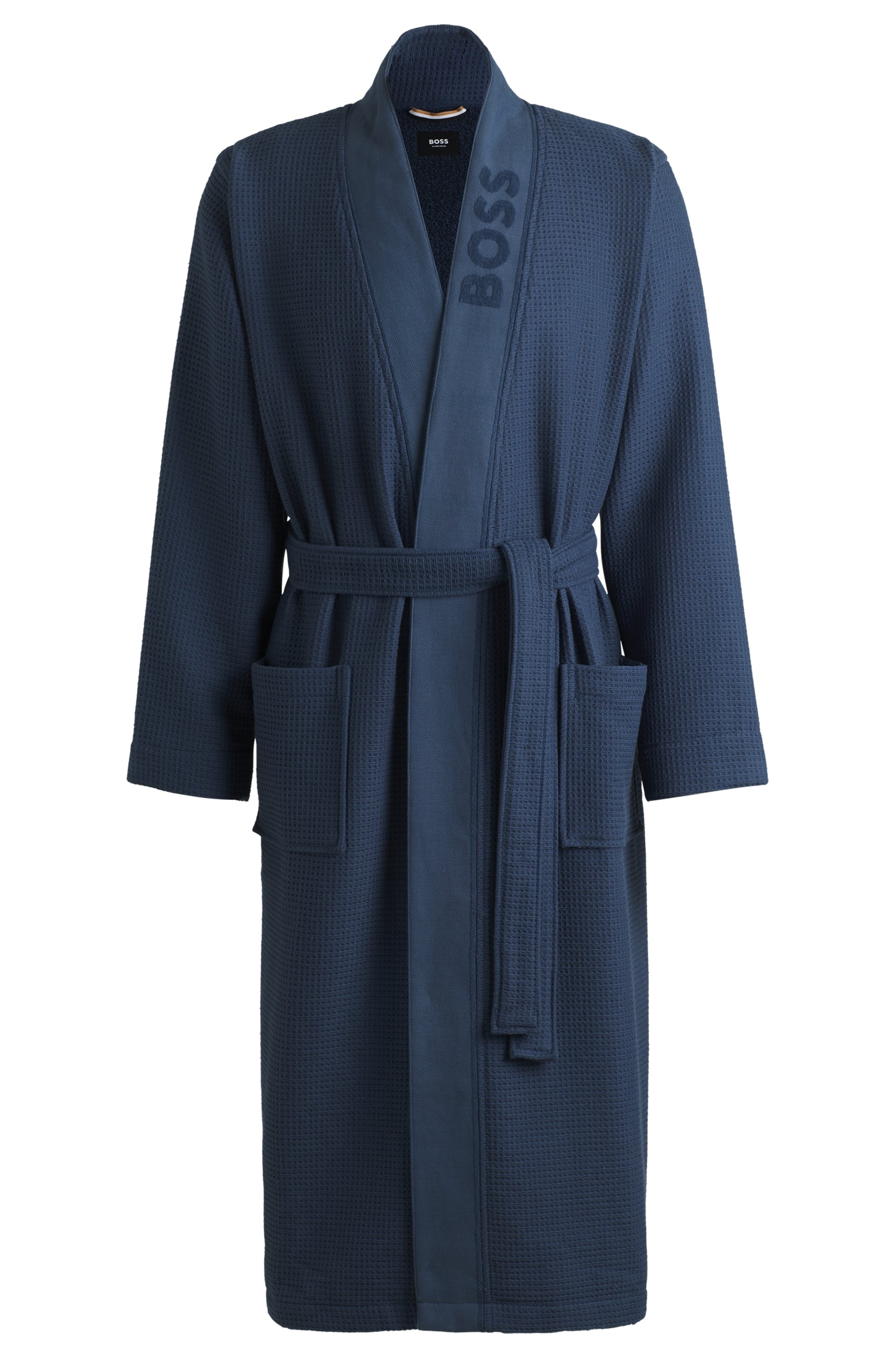 BOSS Morgenmantel »Waffle Kimono«, mit großem BOSS Logo aus Velours