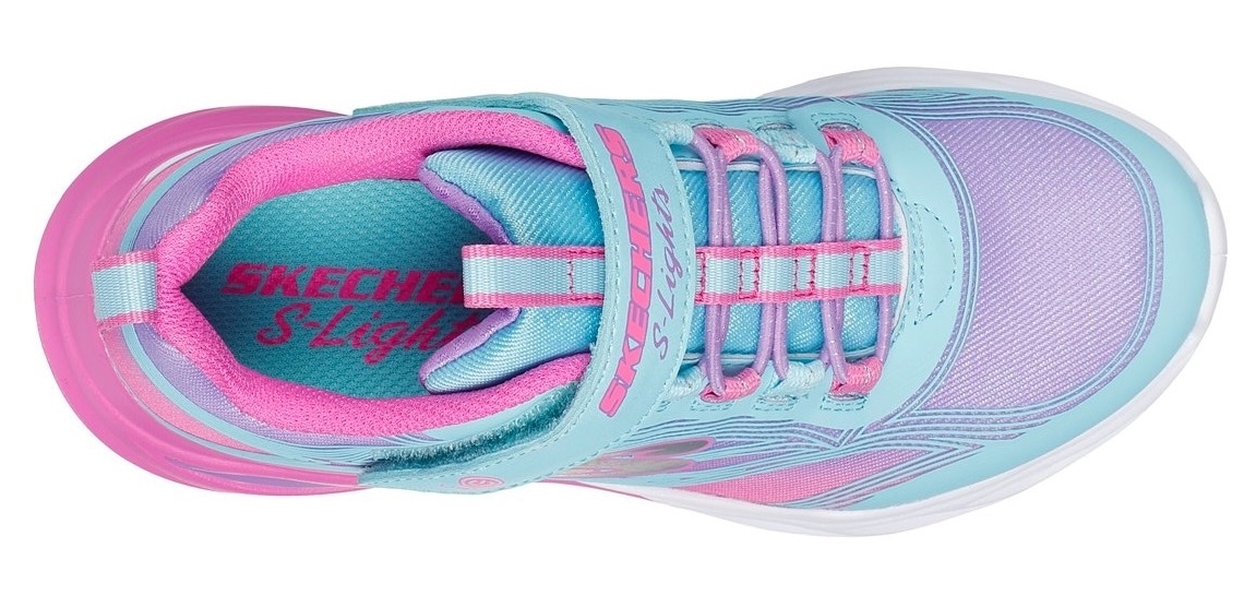 Skechers Sneaker »COSMIC GLOW LIGHTS«  Klettschuh mit Glitzer, Größenschablone zum Download