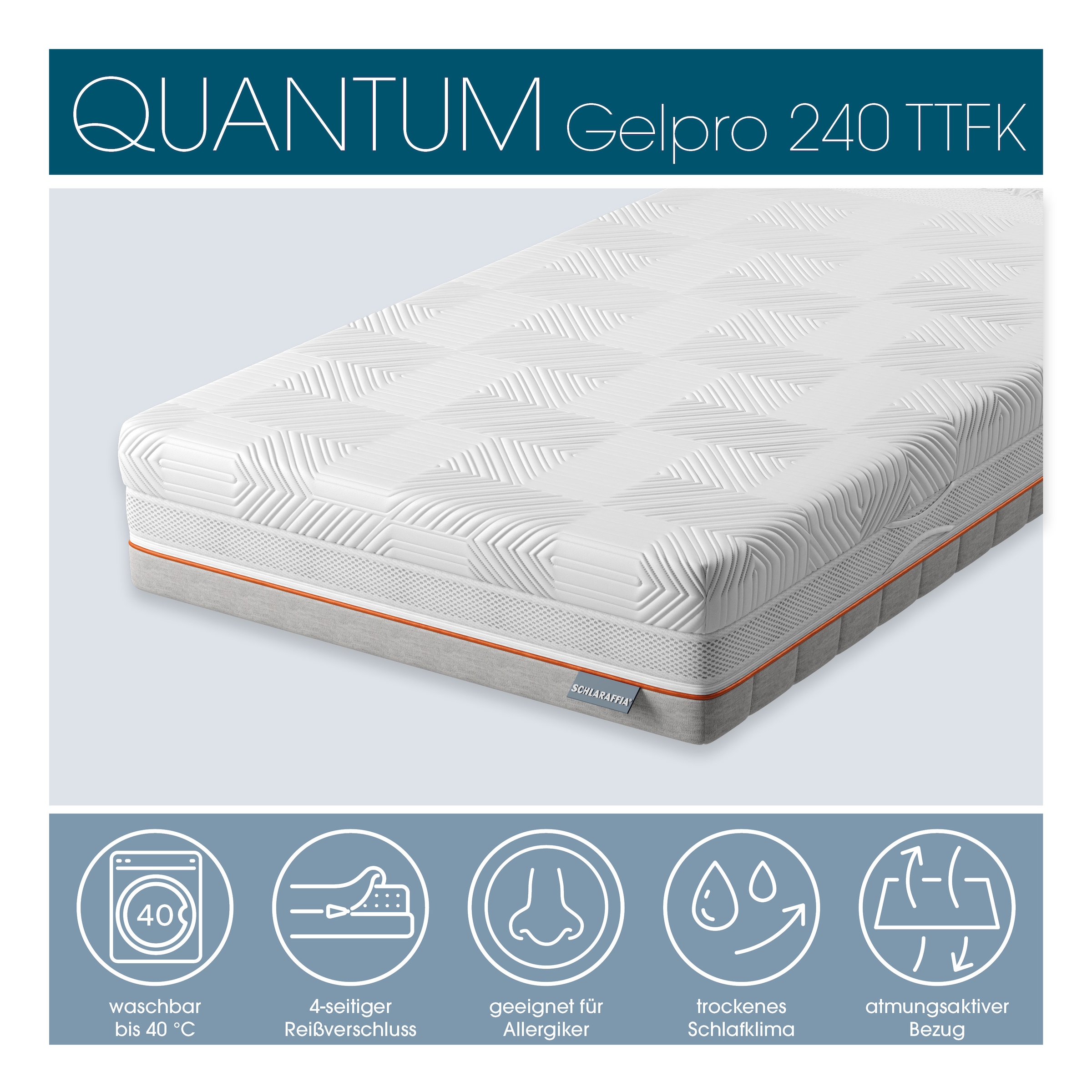 Schlaraffia »GelPro Quantum 240, 1000 Taschenfedern (bei 100x200 cm), atmungsaktiv« 24 cm hoch 1.000 Federn 1 Stk. tlg. patentierte Rhombo-therm Technologie, Matratze 90x200,  140x200 cm