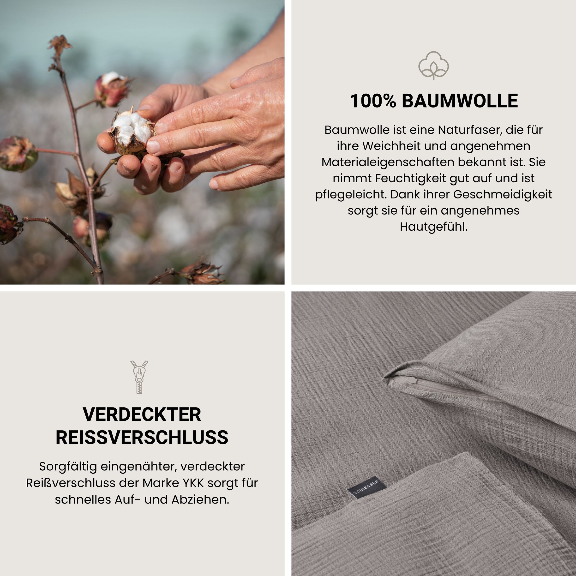 Schiesser Bettwäsche »Molly aus supersofter Musselin-Qualität in gedeckten Farben« 2 Stk. OEKO-TEX® MADE IN GREEN