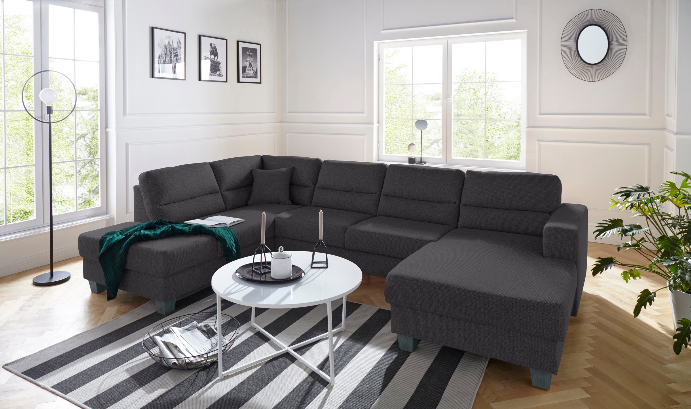 TRENDMANUFAKTUR Wohnlandschaft »Chamber, zeitlos und modern, bequem, hoher Sitzkomfort, U-Form«, wahlweise mit Schlaffunktion