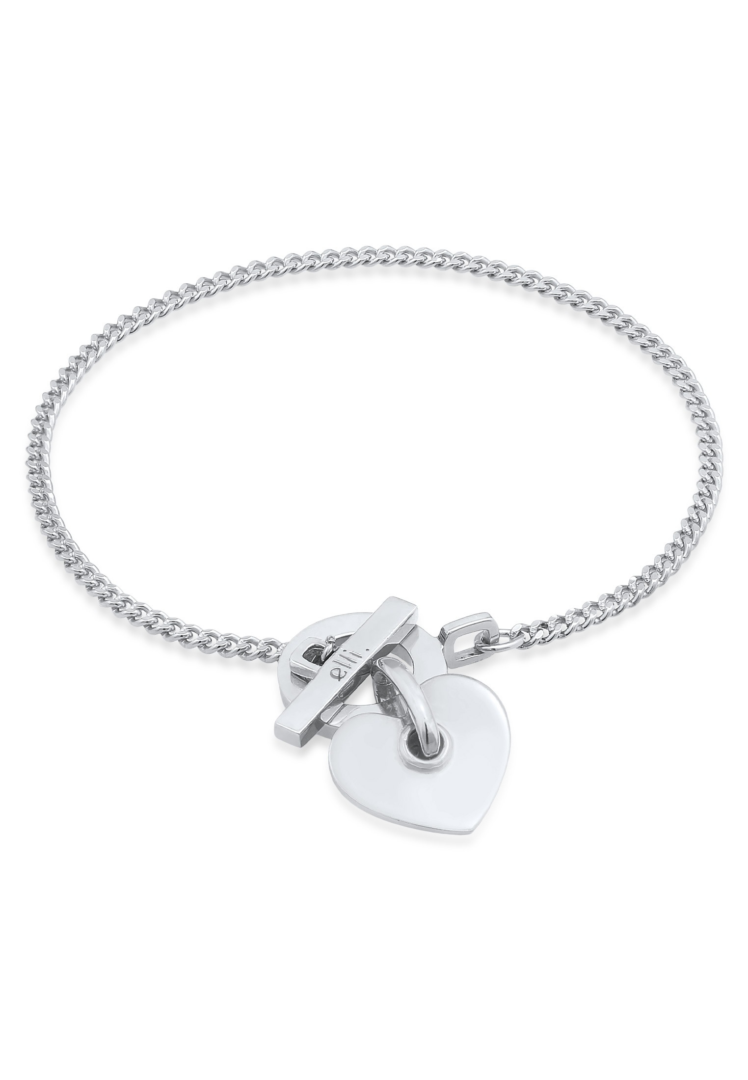 Elli Premium Armkette »Armband Herz T-Bon Verschluss Modern 925 Silber rhodiniert«