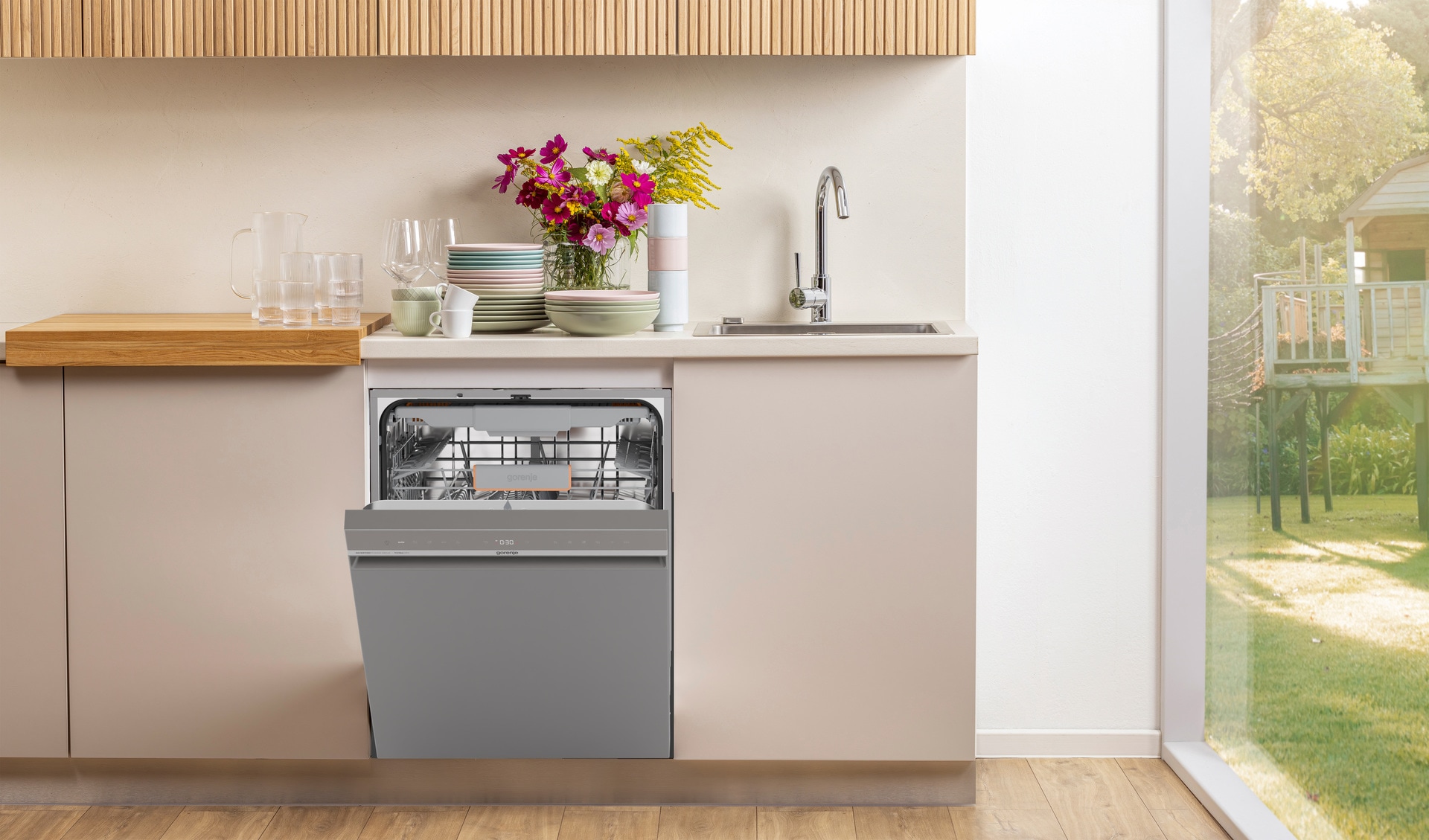 GORENJE Unterbaugeschirrspüler »GU663B95X« 9,4 l 16 tlg. Maßgedecke 16 Maßgedecke, auto. Türöffnung, Besteckschublade