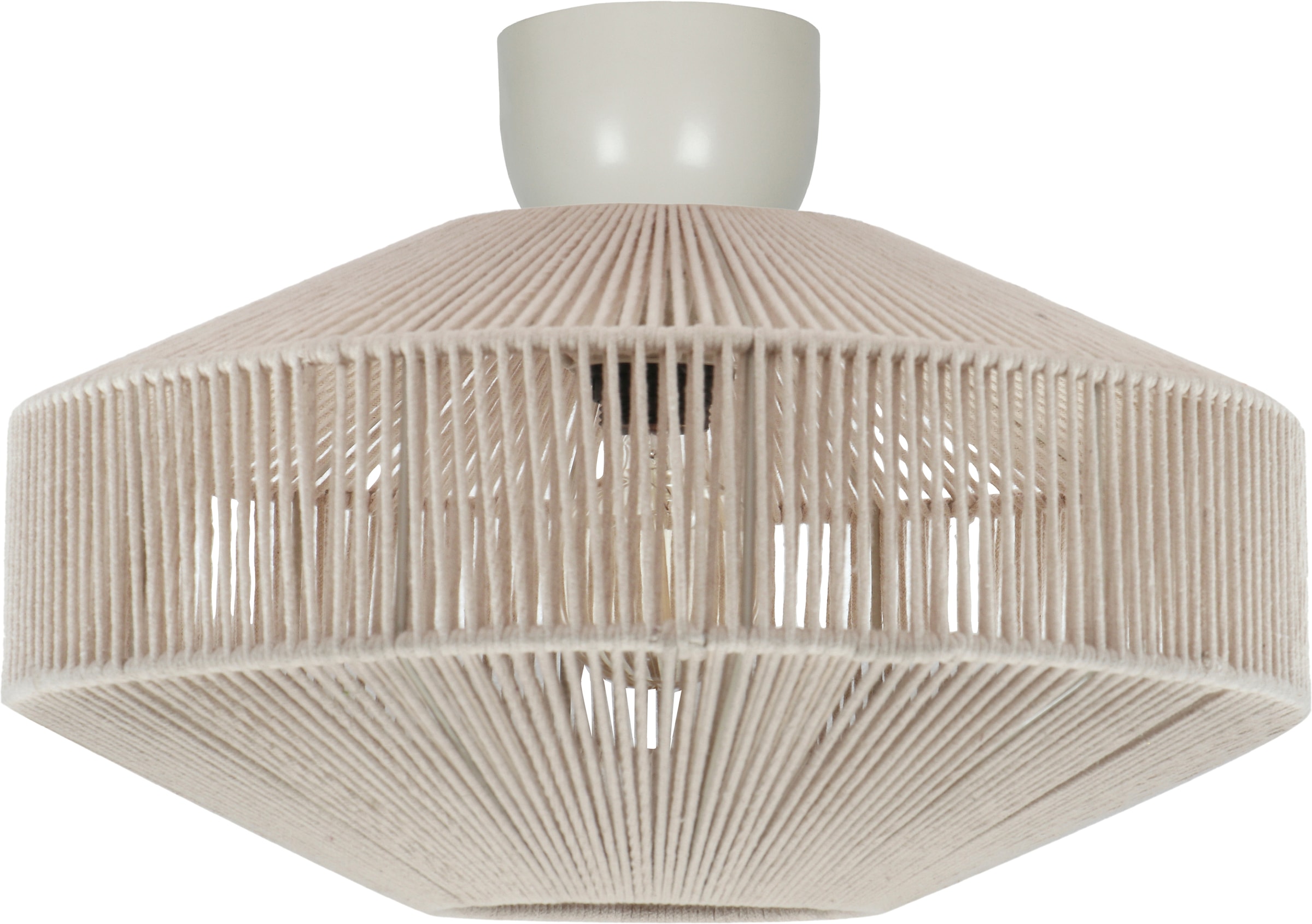 TRIO Leuchten Deckenleuchte »SVEA, Deckenlampe beige aus Baumwolle im Boho-Look Ø 46cm Höhe 31 cm« E27 1 Stk. warmweiß - kaltweiß Deckenleuchte Schlafzimmer / Wohnzimmer exkl 1x E27 max 10W