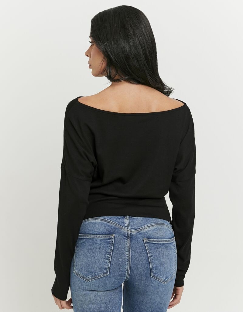 Tally Weijl Langarmshirt »STSCOWASTA« U-Boot-Ausschnitt, Fledermausärmel und breitem, eng anliegendem Bund