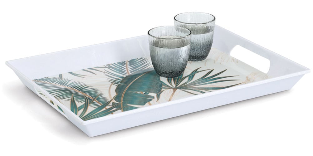 Zeller Present Tablett »Melamintablett "Palm leaves"« tropisches Motiv, Tragegriffe, 34,8x50 cm