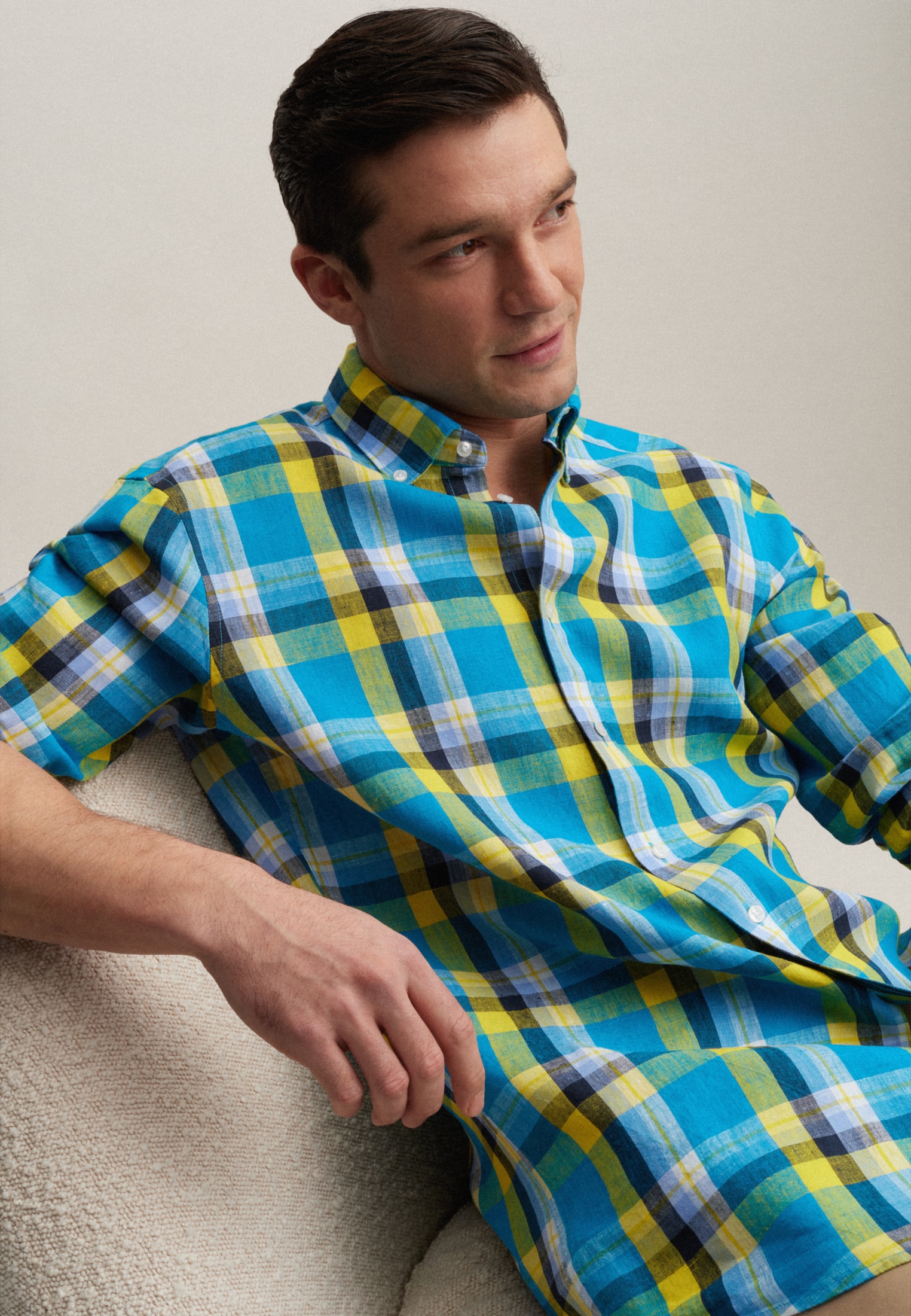 seidensticker Businesshemd »Regular«, Regular Langarm Button-Down-Kragen Karo