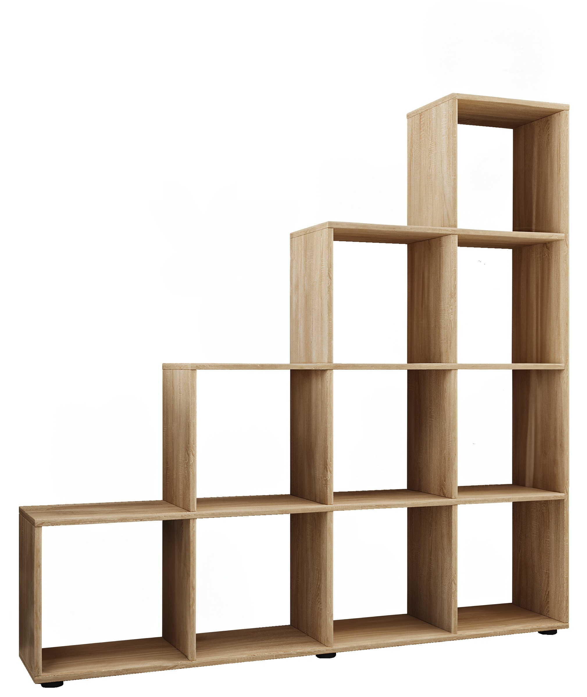 VCM Standregal »VCM Holzregal stehend | platzsparendes Regal | Maße: H. 139 x B. 143 x T. 29 cm | Elegantes Regal stehend | Aufbewahrungsregal | Bücherregal | Treppenregal - Napoli«