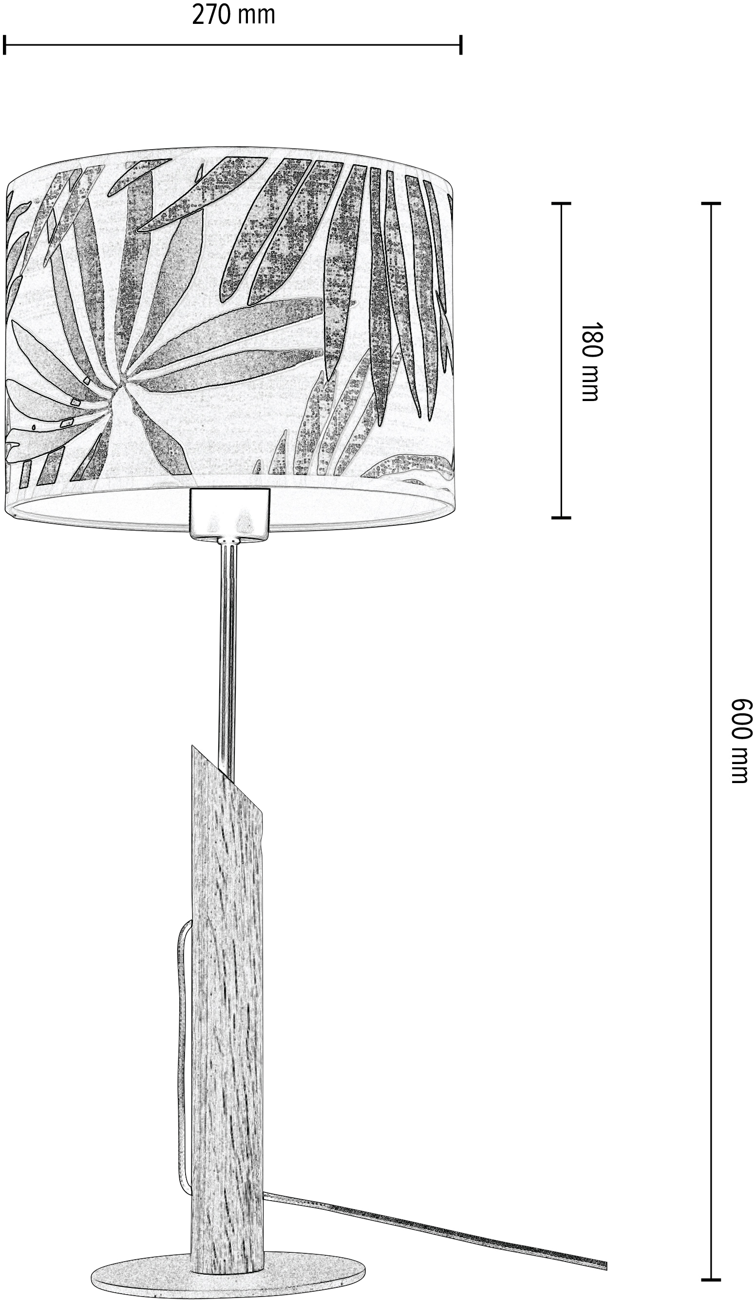 mit | Aus BRITOP online Tischleuchte Garantie FSC®-Zertifikat, »HOJA«, 3 LIGHTING XXL laminierter 1 flammig-flammig, aus Jahren kaufen Schirm mit Tapete Eichenholz