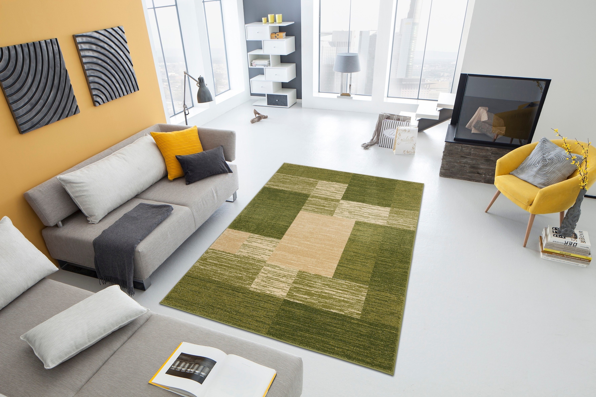 OTTO home Teppich »Melvin« rechteckig 8 mm Höhe schön weich, Kurzflor Teppich Karo-Muster, Wohnzimmer, Esszimmer