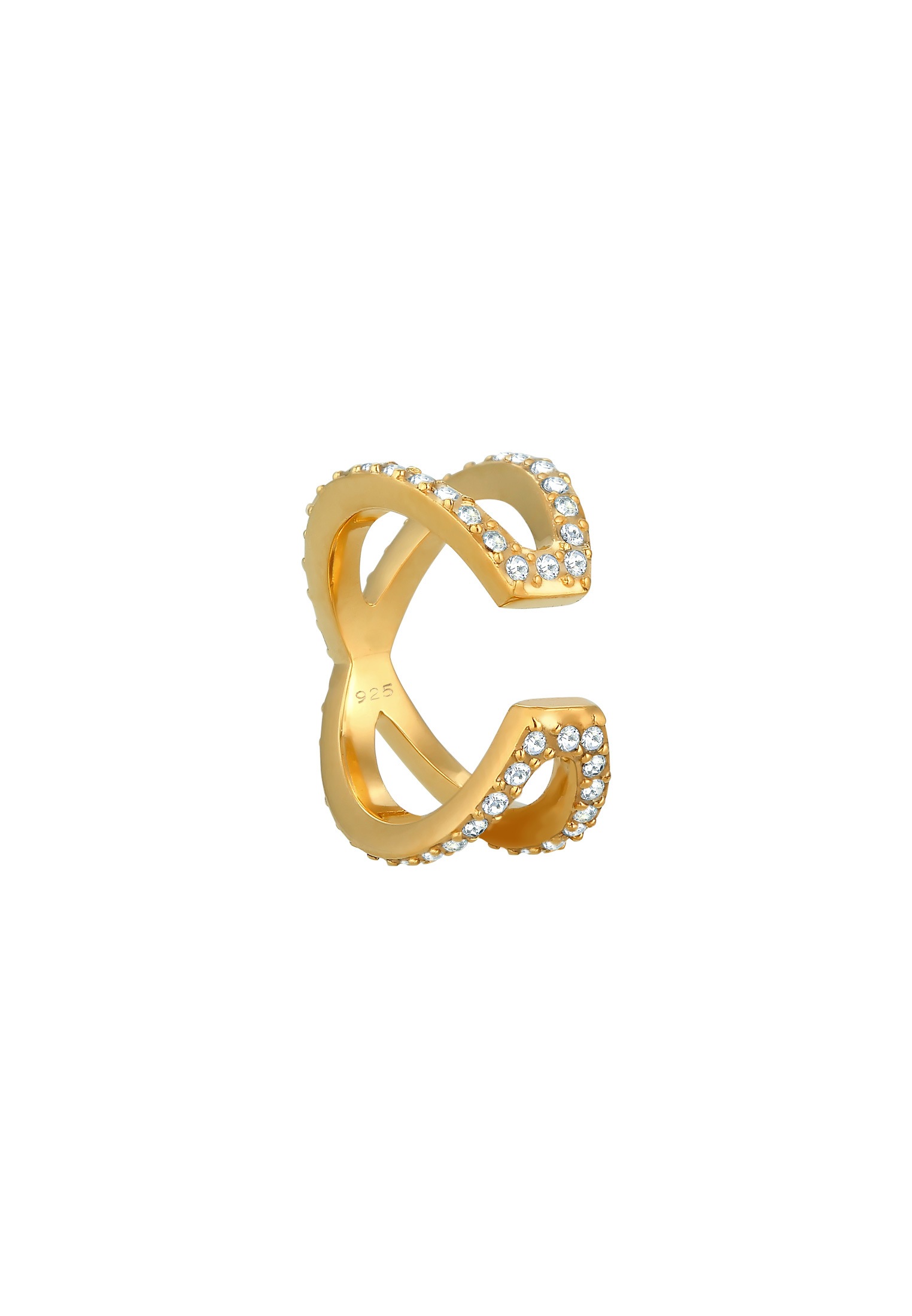 Elli Ohrklemme »Ohrringe Single Earcuff Kreuz Kristalle 925 Silber«