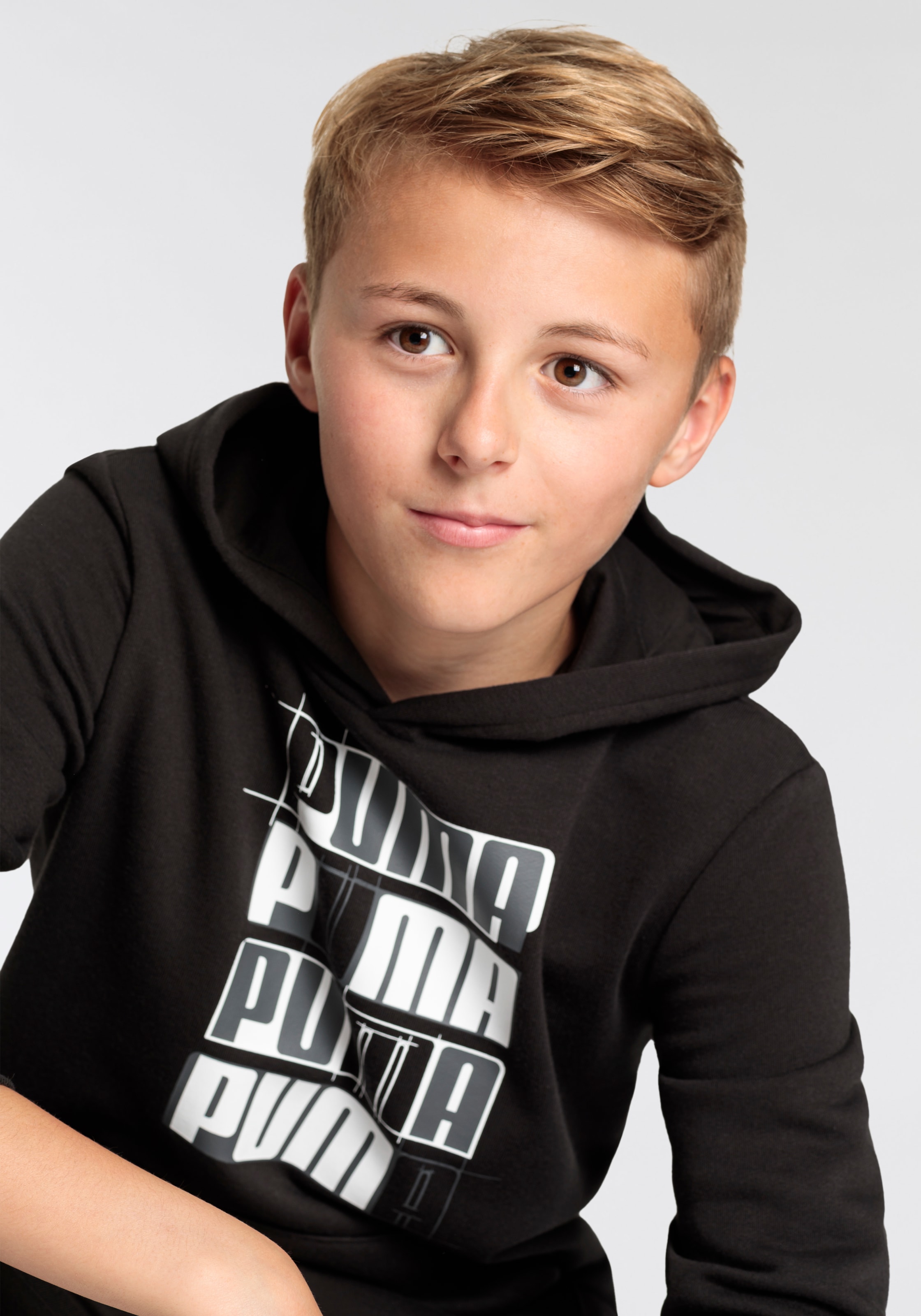 PUMA Kapuzensweatshirt »ESS+ LOGO LAB HOODIE TR B«, mit Kängurutasche, aus Baumwollmischung, Regular Fit
