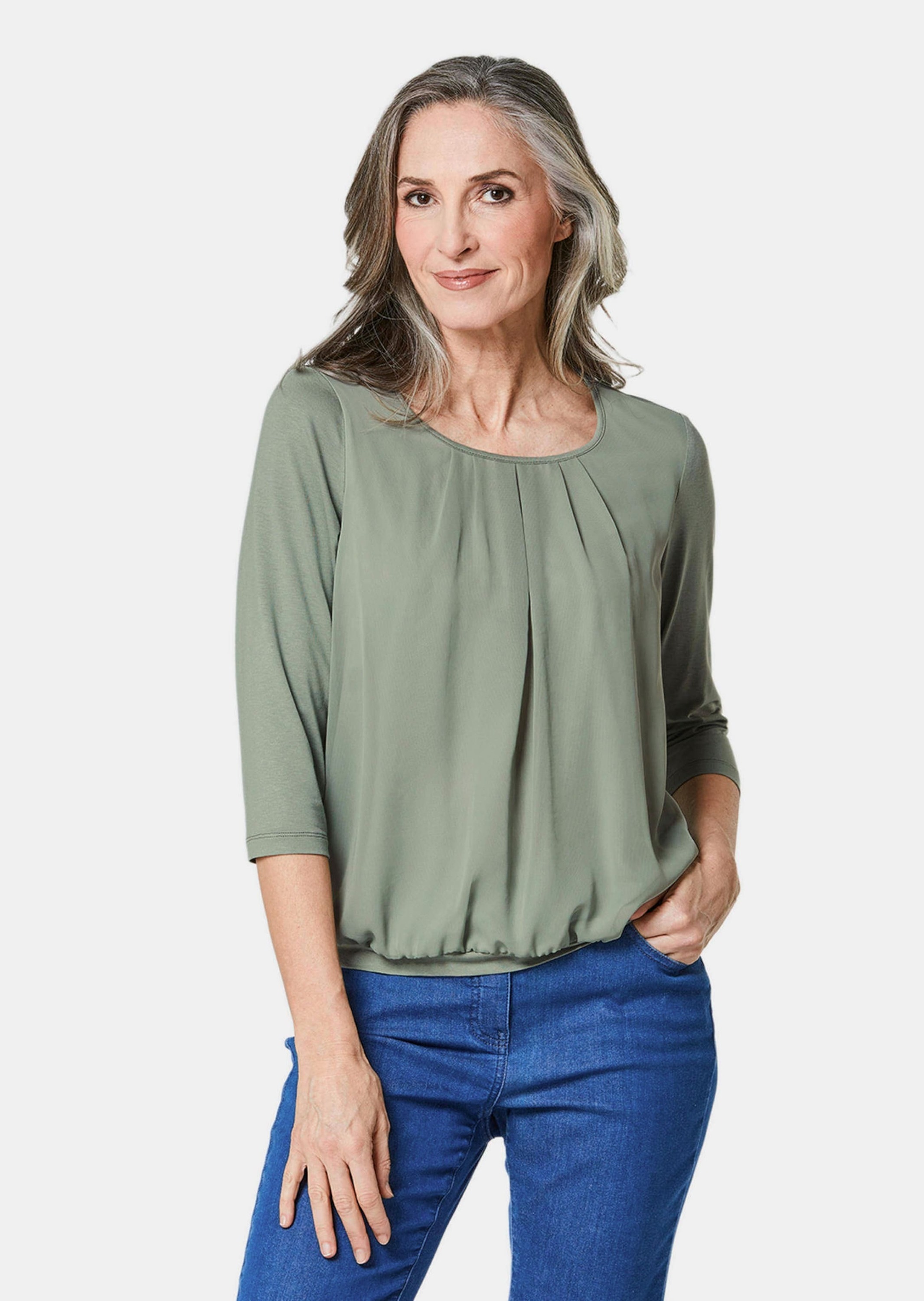 GOLDNER Kurzarmbluse »Blusenshirt Gepflegtes Shirt in eleganter Blusen-Optik«