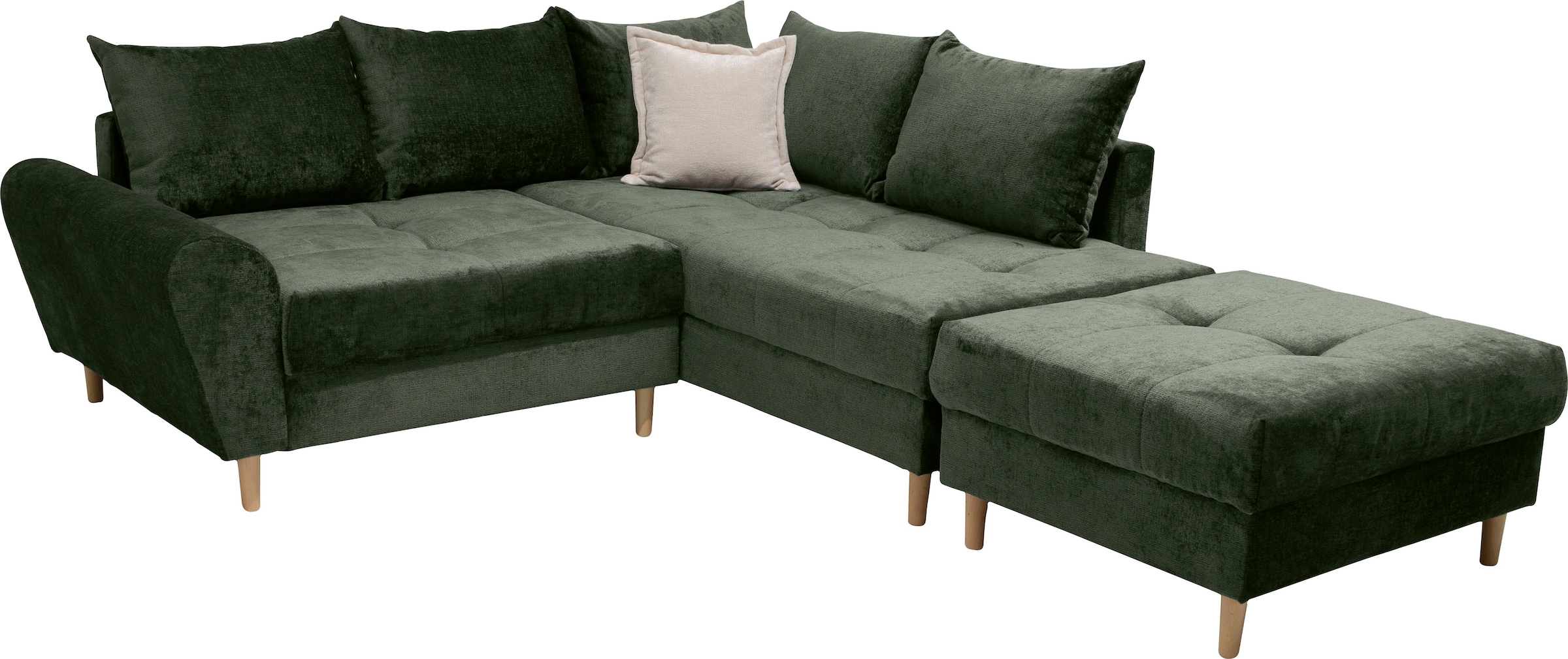 COLLECTION AB Ecksofa »30 Jahre Jubiläums-Modell Reims L-Form«, Ottomane beidseitig montierbar, inkl. Bettfunktion und Hocker