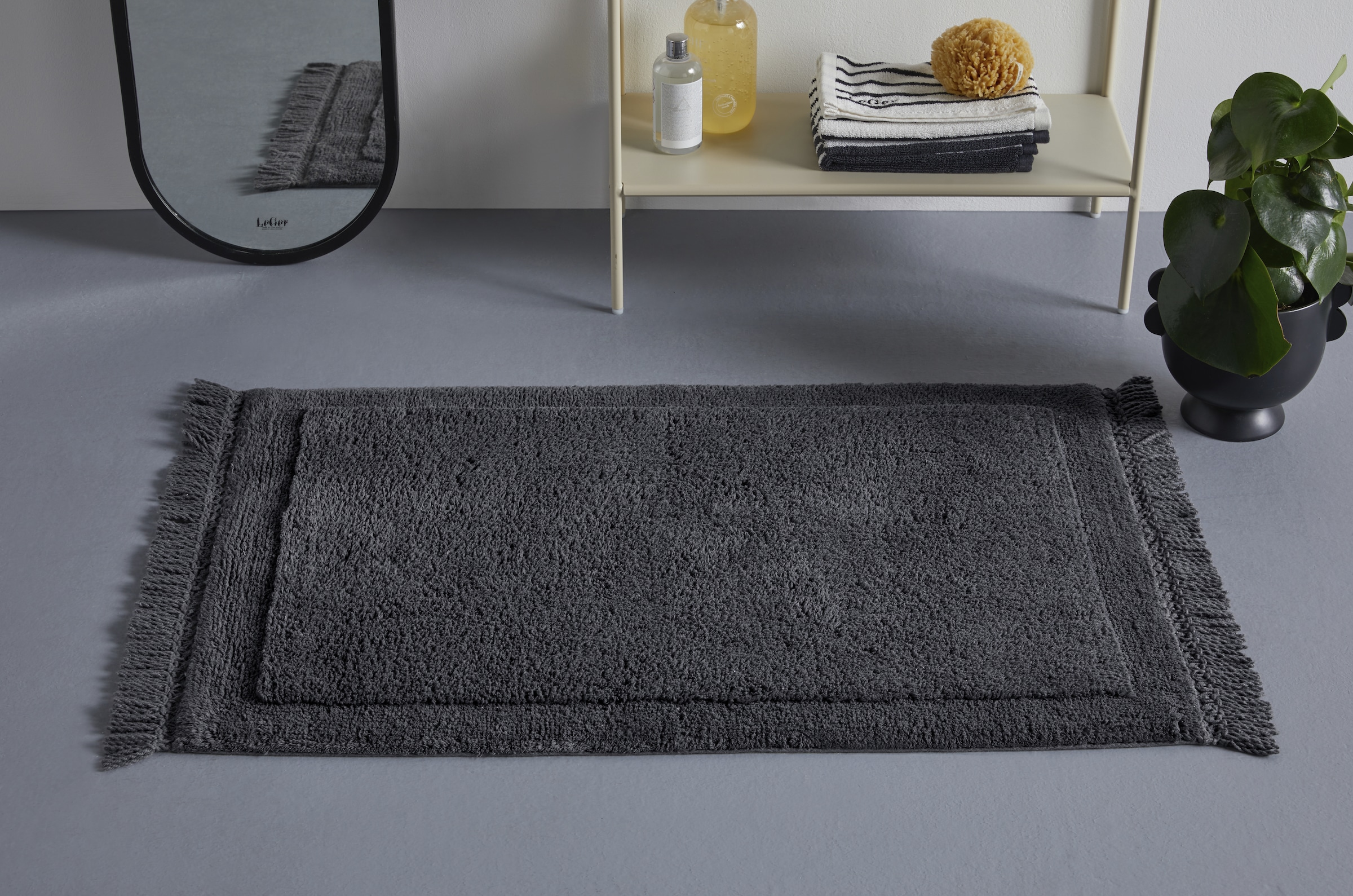 LeGer Home by Lena Gercke Badematte »Tamsin, Badvorleger, Badezimmer Teppich« Höhe 20 mm fußbodenheizungsgeeignet | strapazierfähig mit Fransen, Badteppich, Badematte, Baumwolle