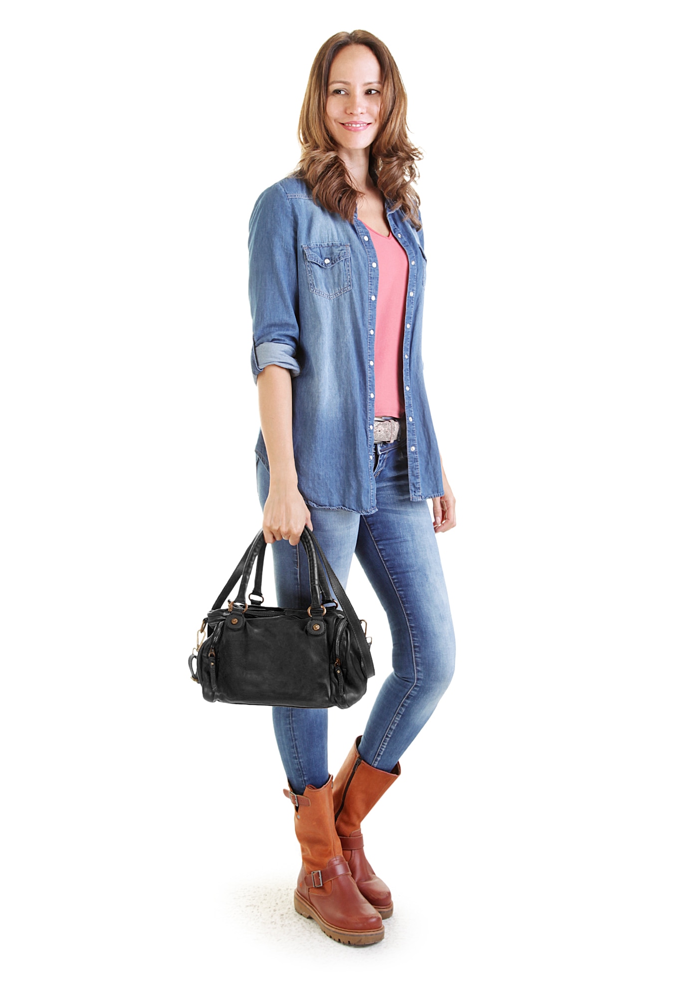 X-Zone Henkeltasche, echt Leder, Made in Italy