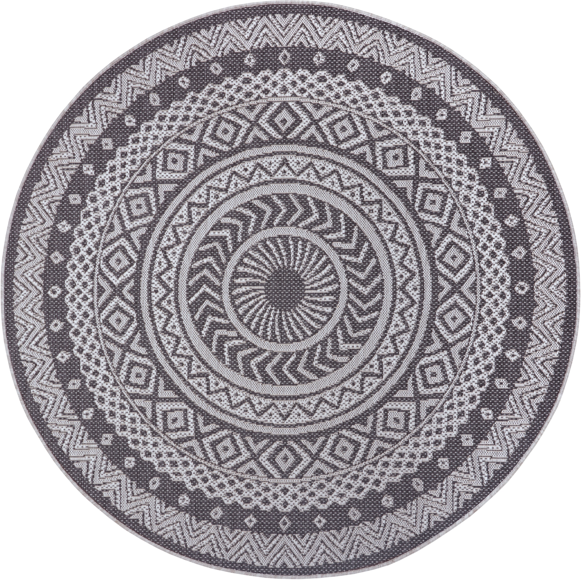 Leonique Teppich »Sia«, rund, 3 mm Höhe, Mandala Teppich, Boho, wetterfest & UV-beständig, besonders flach