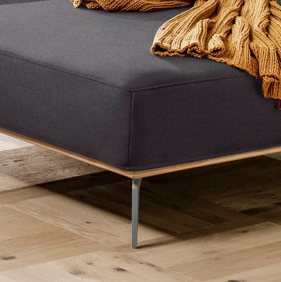 W.SCHILLIG Ecksofa »run, Designsofa mit tollem Sitzkomfort, bequem, L-Form«, mit elegantem Holzsockel, Füße in Silber matt, Breite 319 cm