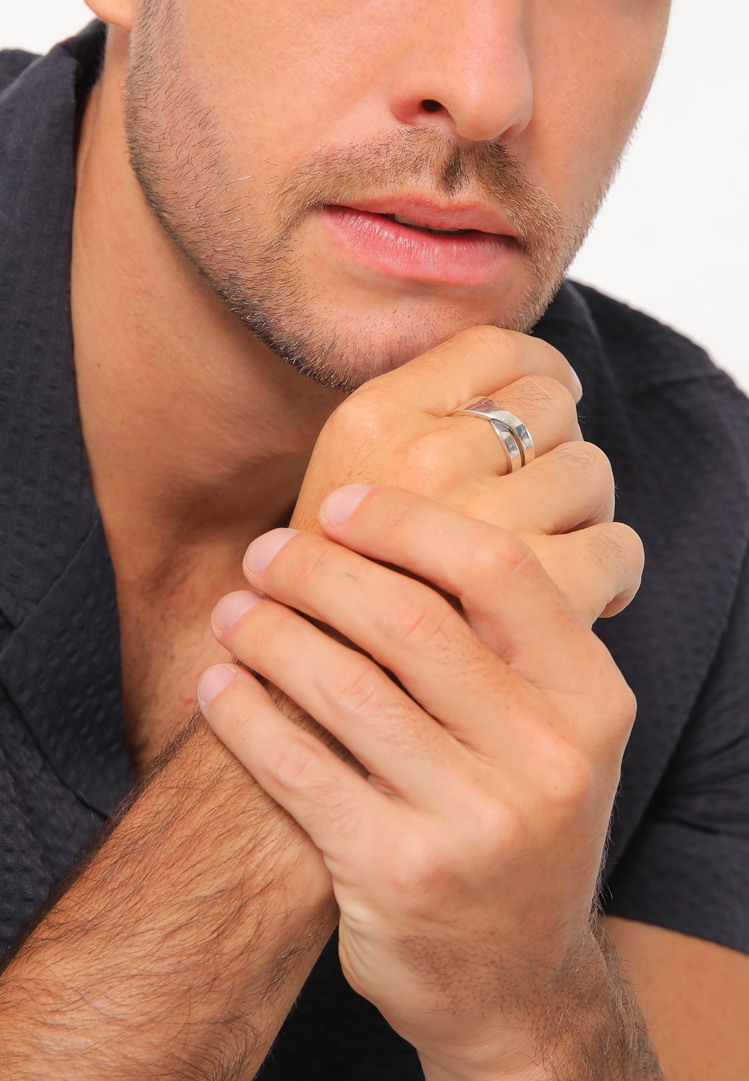 Kuzzoi Silberring »Ring Herren Bandring Überkreuz Look 925 Silber«
