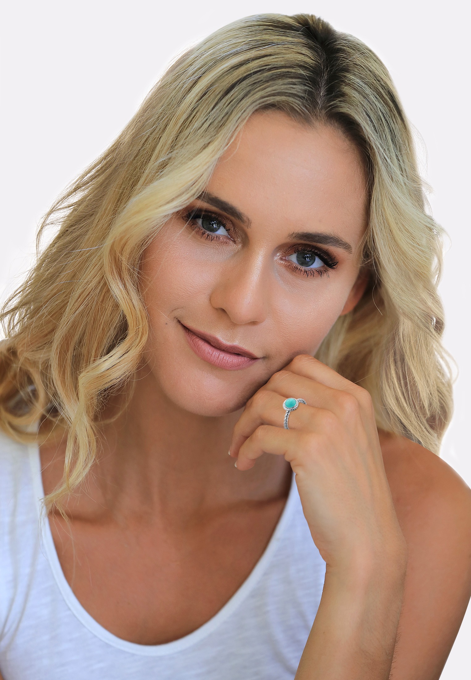 Nenalina Silberring »Ring Howlith Türkis Geburtsstein Dezember 925 Silber«