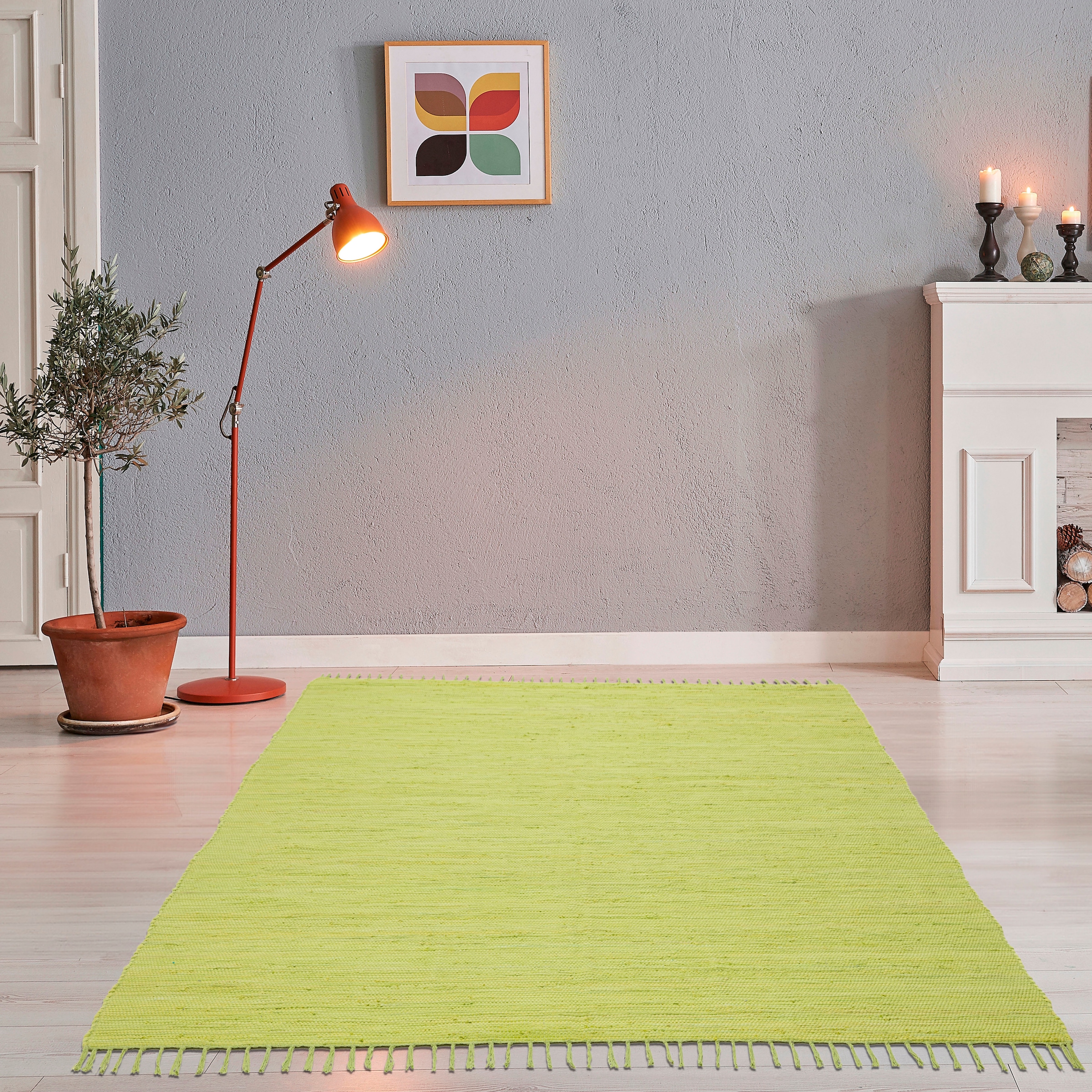 THEKO Teppich »Happy Cotton Fleckerl, handgewebt« rechteckig 5 mm Höhe Flachgewebe, reine Baumwolle, meliert, mit Fransen, auch als Läufer