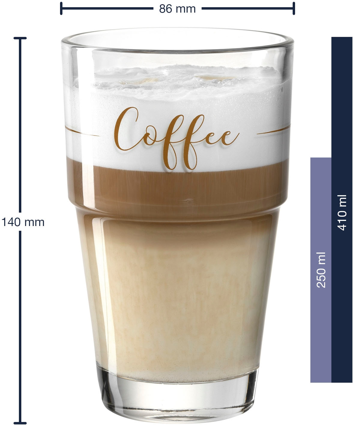 LEONARDO Latte-Macchiato-Glas »Gläser-Set SOLO "Coffee"«, (Set, 6 tlg.), 410 ml, 6-teilig