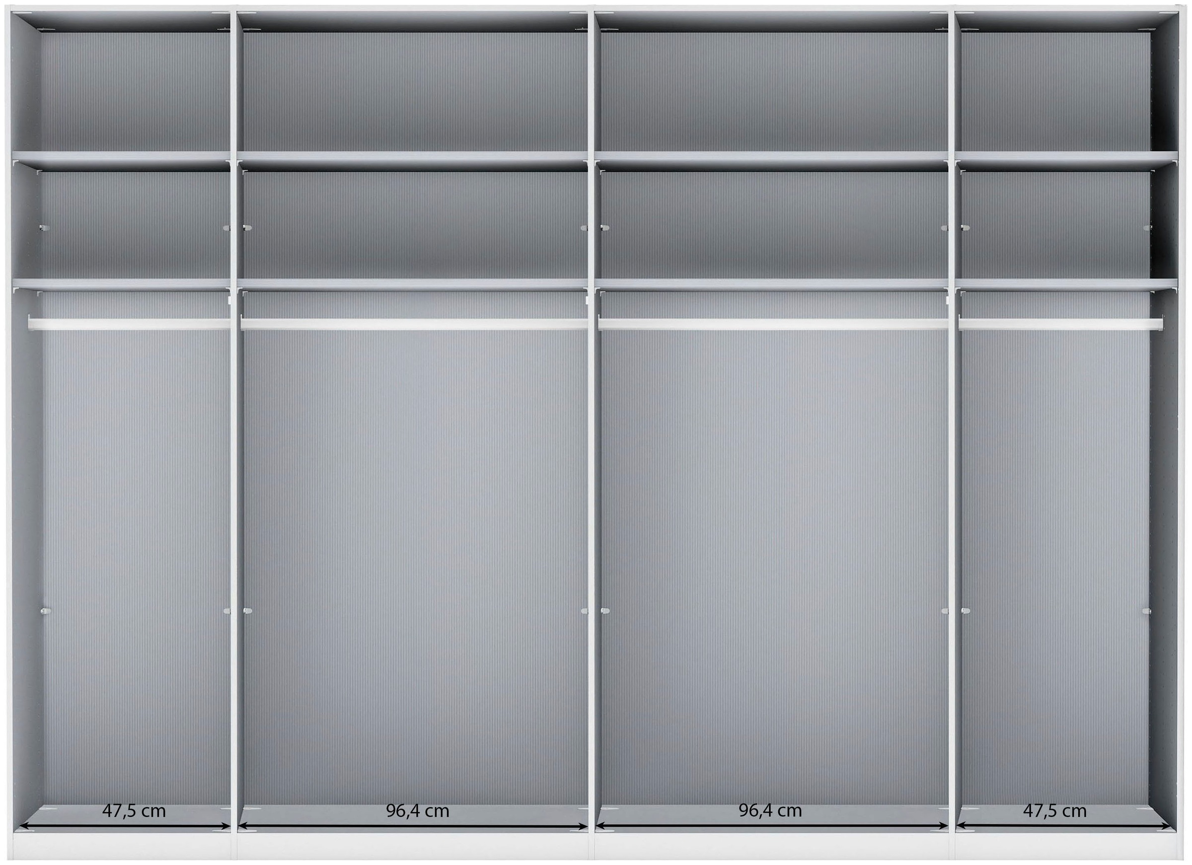 WIEMANN Falttürenschrank »Ohio, Kleiderschrank, Schrank, Garderobe, mit Glasfront, 300 cm« inklusive Einlegeböden & Kleiderstangen, 2 Höhen, MADE IN GERMANY,  inklusive Türdämpfung, hochwertige Glasfront