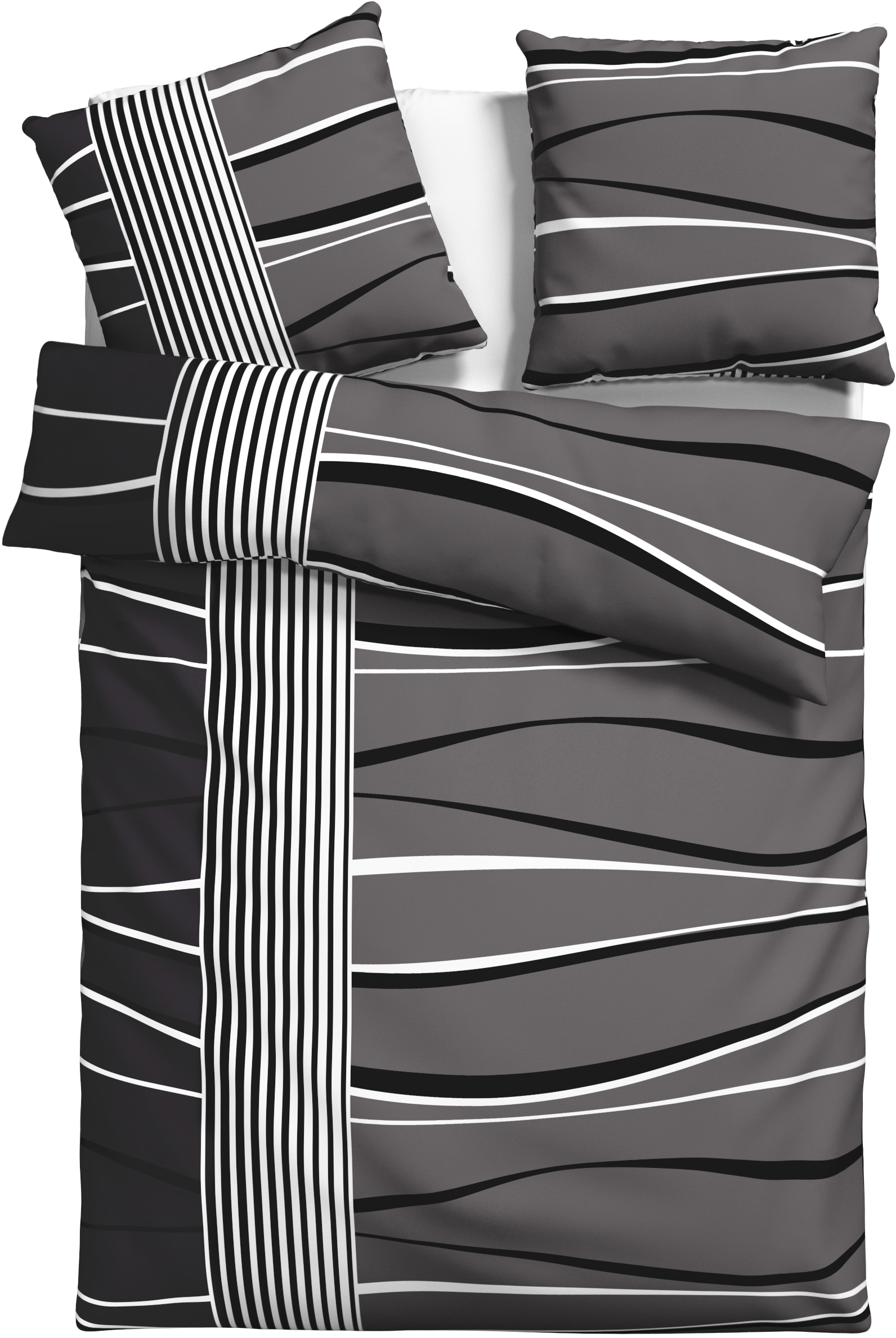 OTTO home Bettwäsche »Renu in Gr. 135x200 oder 155x220 cm« 2 Stk. Bettwäsche aus Baumwolle, grafische Bettwäsche mit Wellen-Design