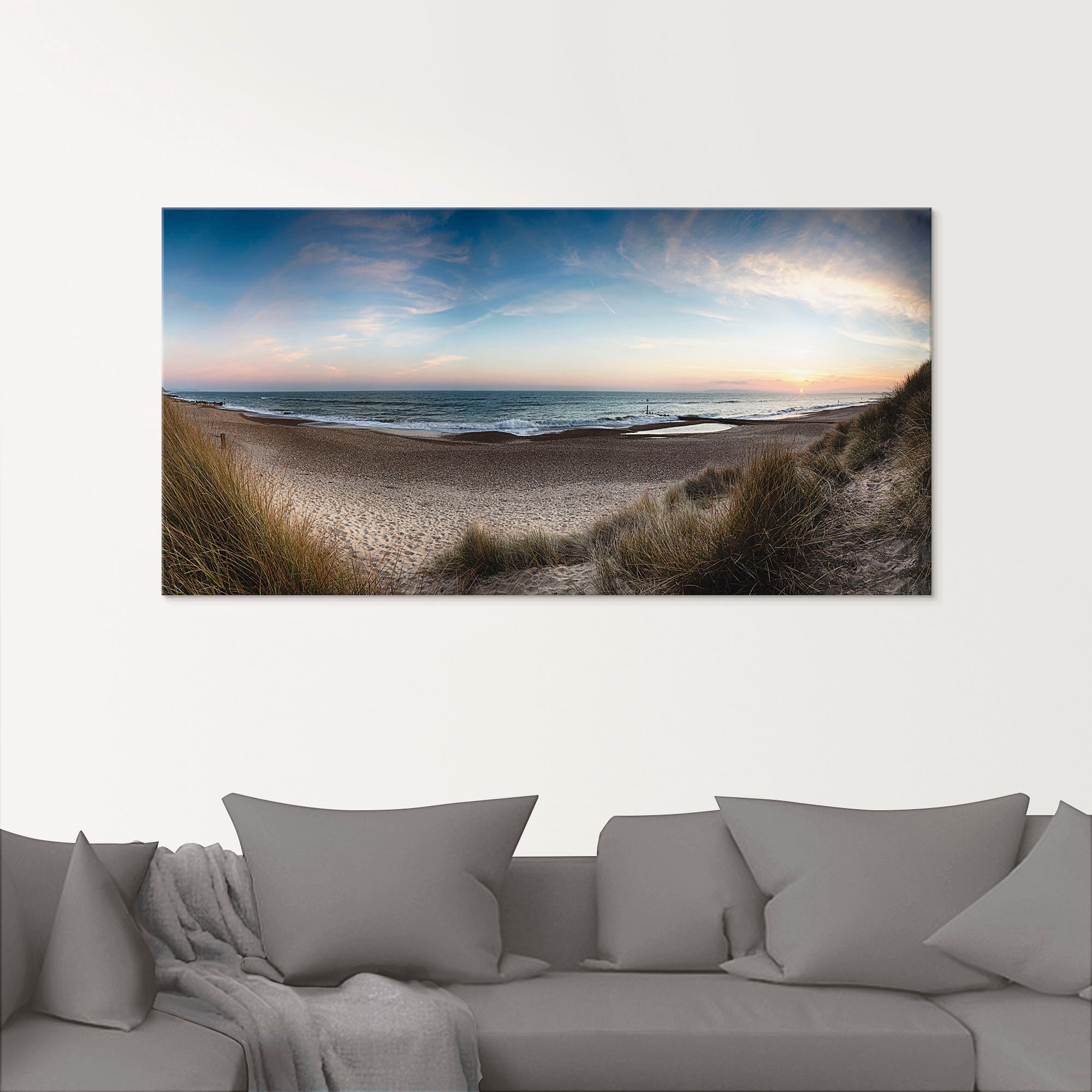 Artland Glasbild »Strand und Sanddünen am Hengistbury Head« Küste 1 Stk. tlg. in verschiedenen Größen