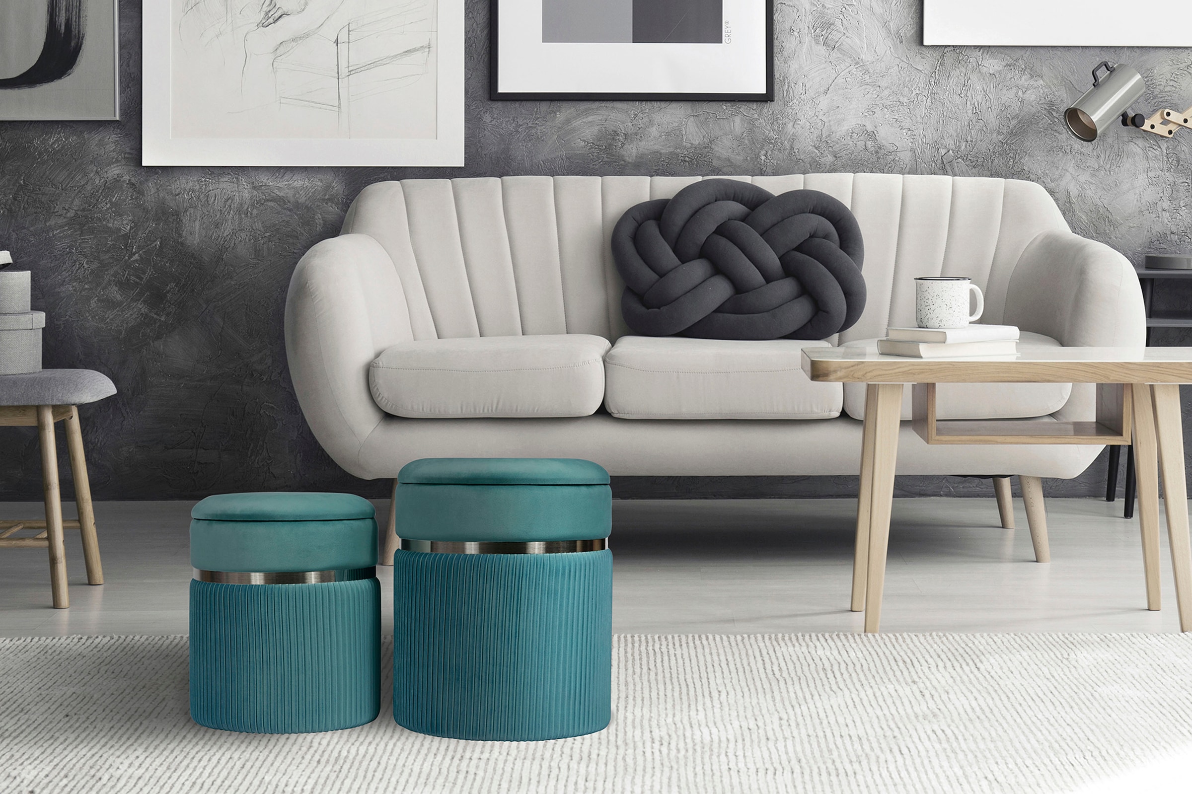 Kayoom Polsterhocker »Hocker Zora 325 2er-Set«, gepolstert, mit Stauraum