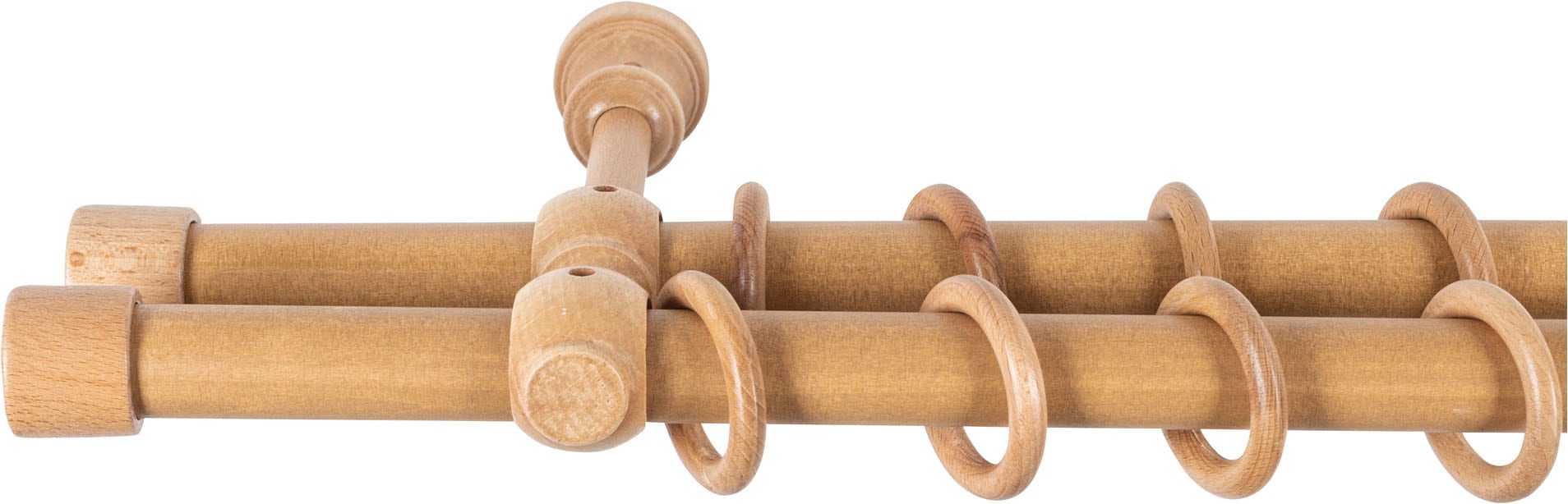 SN DECO GROUP Gardinenstange »Cafiro« 2 läufig-läufig Fixmaß 28 mm, Holz, verschiedene Längen und Farben, Komplettset