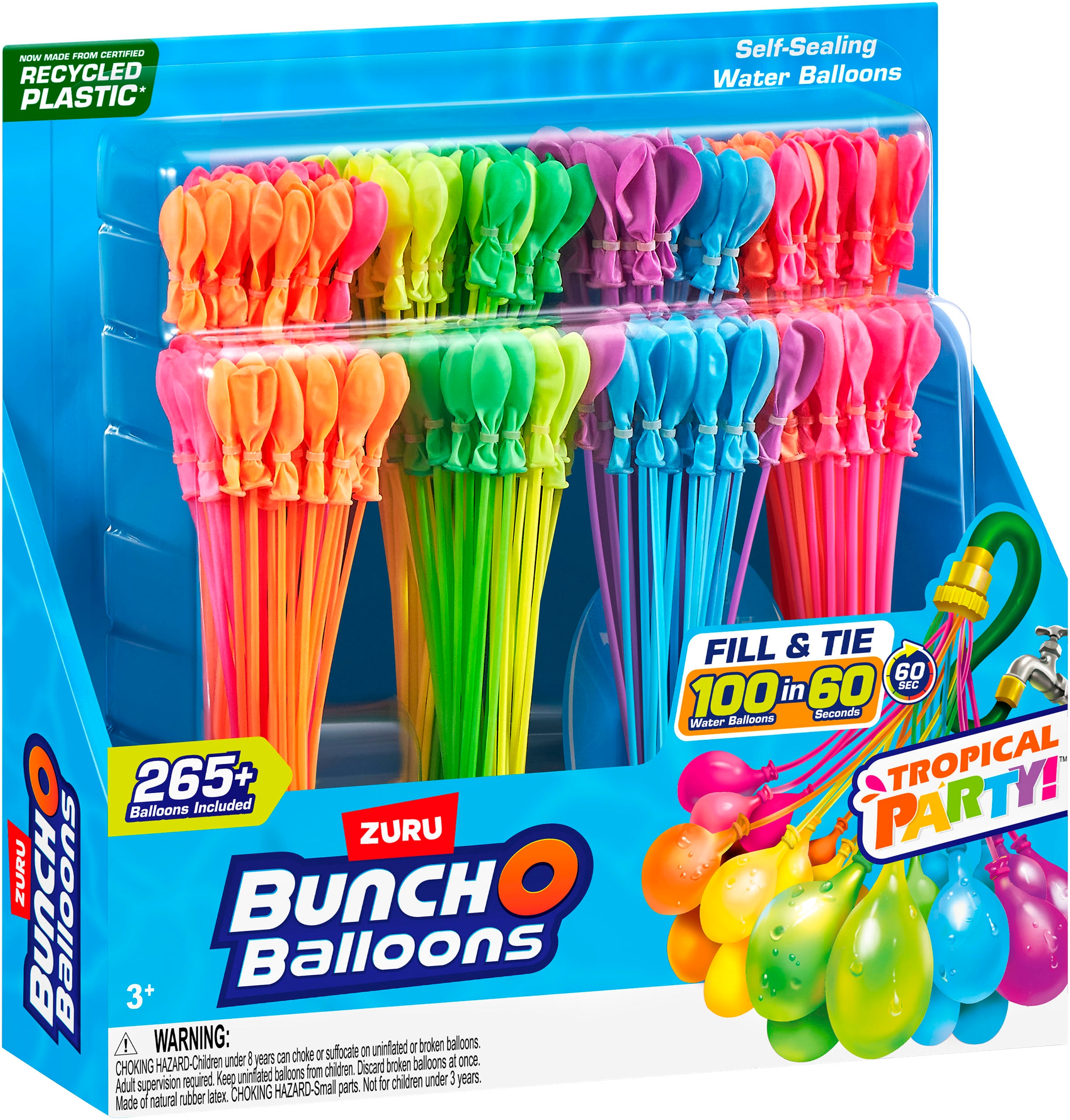 Bunch O Balloons Badespielzeug »Bunch O Balloons, 8er Pack 265+ Wasserballons Tropical Party«, aus recyceltem Material