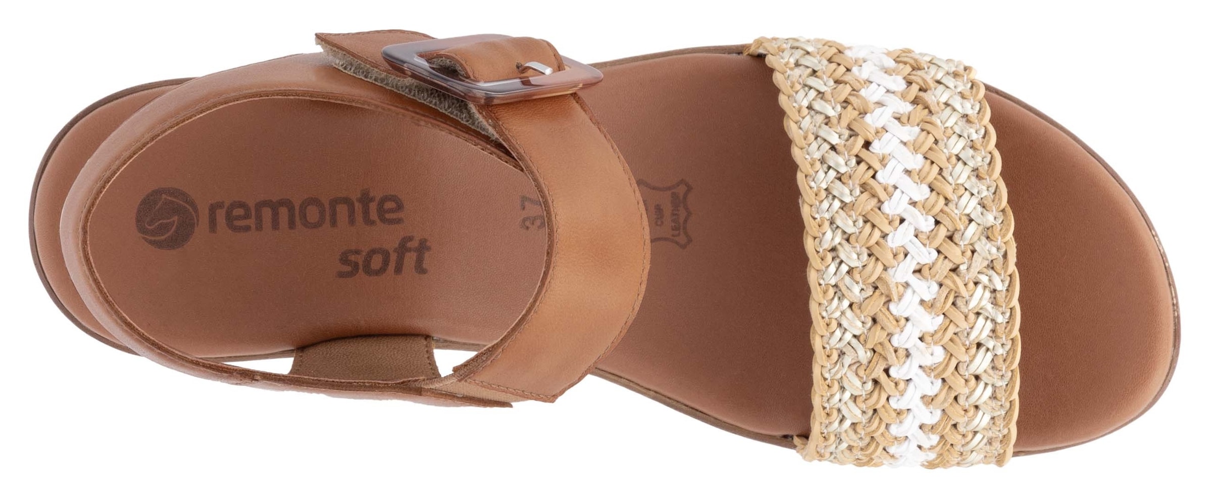 Remonte Sandalette, Blockabsatz, Plateau, Sandale, Sommerschuh mit Bandage in Bastoptik