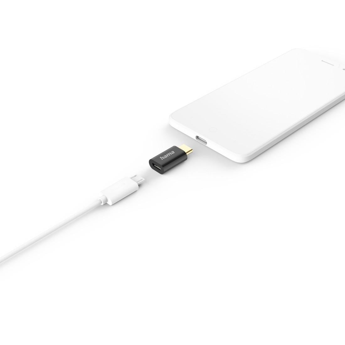 Hama USB-Adapter »USB-C-Adapter Micro-USB-Buchse - USB-C-Stecker ohne Kabel 480 Mbit/s«, USB-C zu Micro-USB