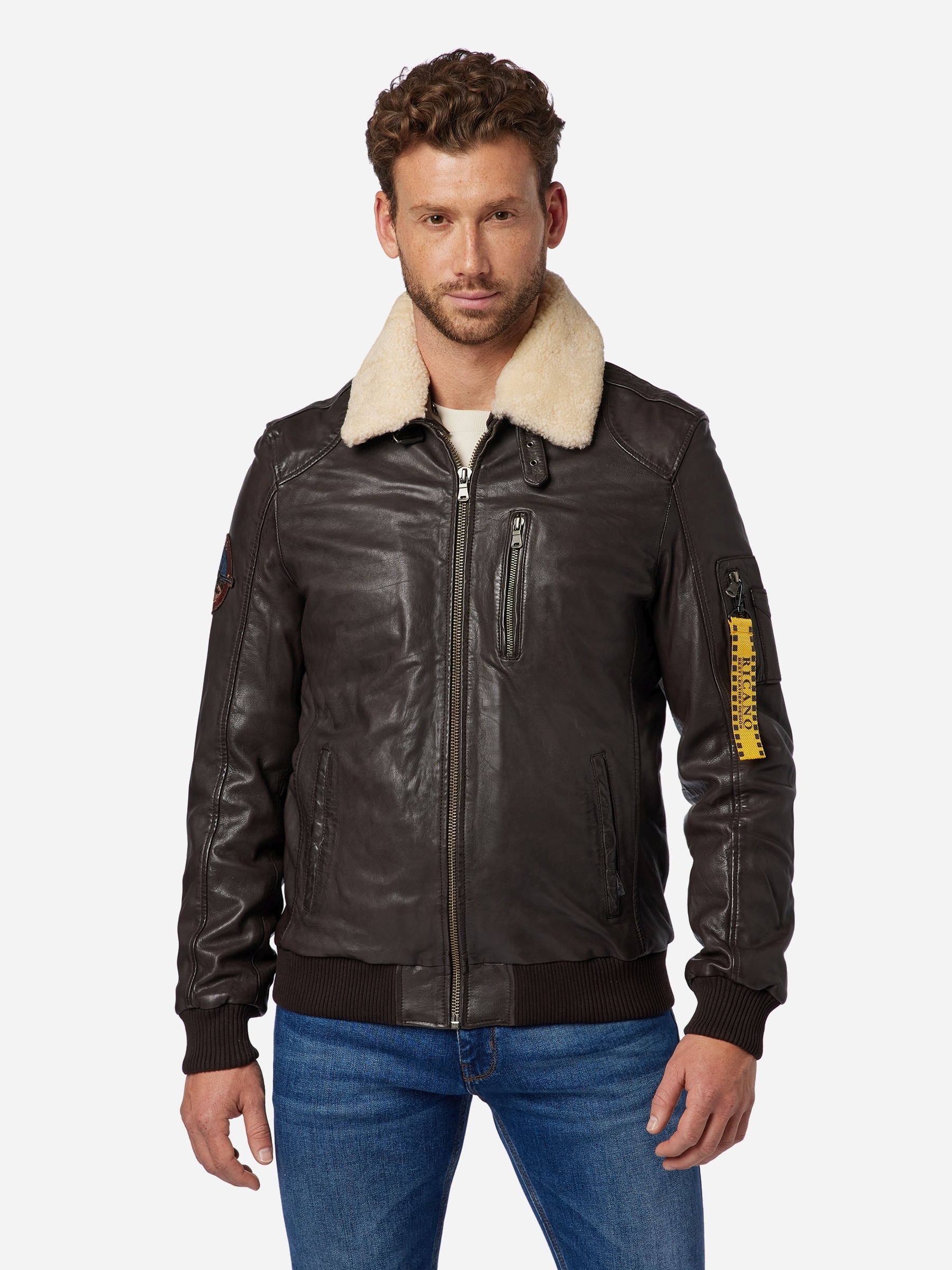 RICANO Bomberjacke »Lederjacke TG-1011« ohne Kapuze Handgefertigt aus echtem Leder