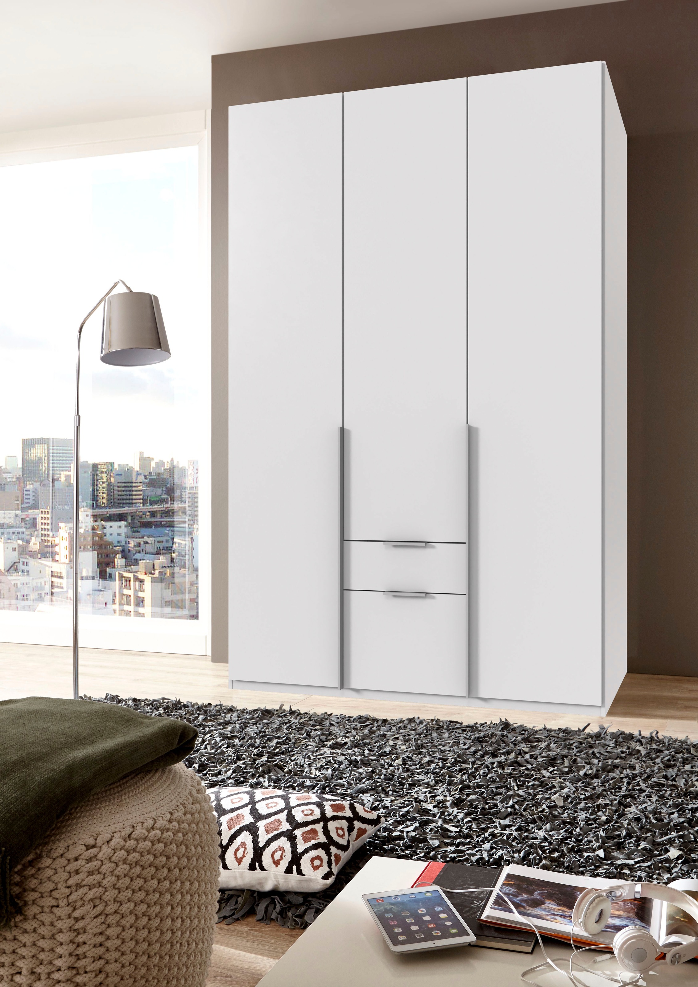 Wimex Drehtürenschrank »Mugano, 135 oder 180cm breit, 208 oder 236cm hoch, Made in Germany«, (mit langen Griffstangen aus Metall), wahlweise mit oder ohne Spiegel, mit Schubladen